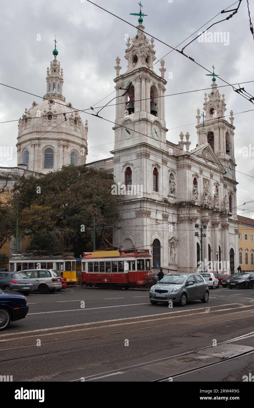 Estrela Basilika in Lissabon, Portugal, Barock und neoklassizistische Architektur aus dem 18. Jahrhundert Stockfoto