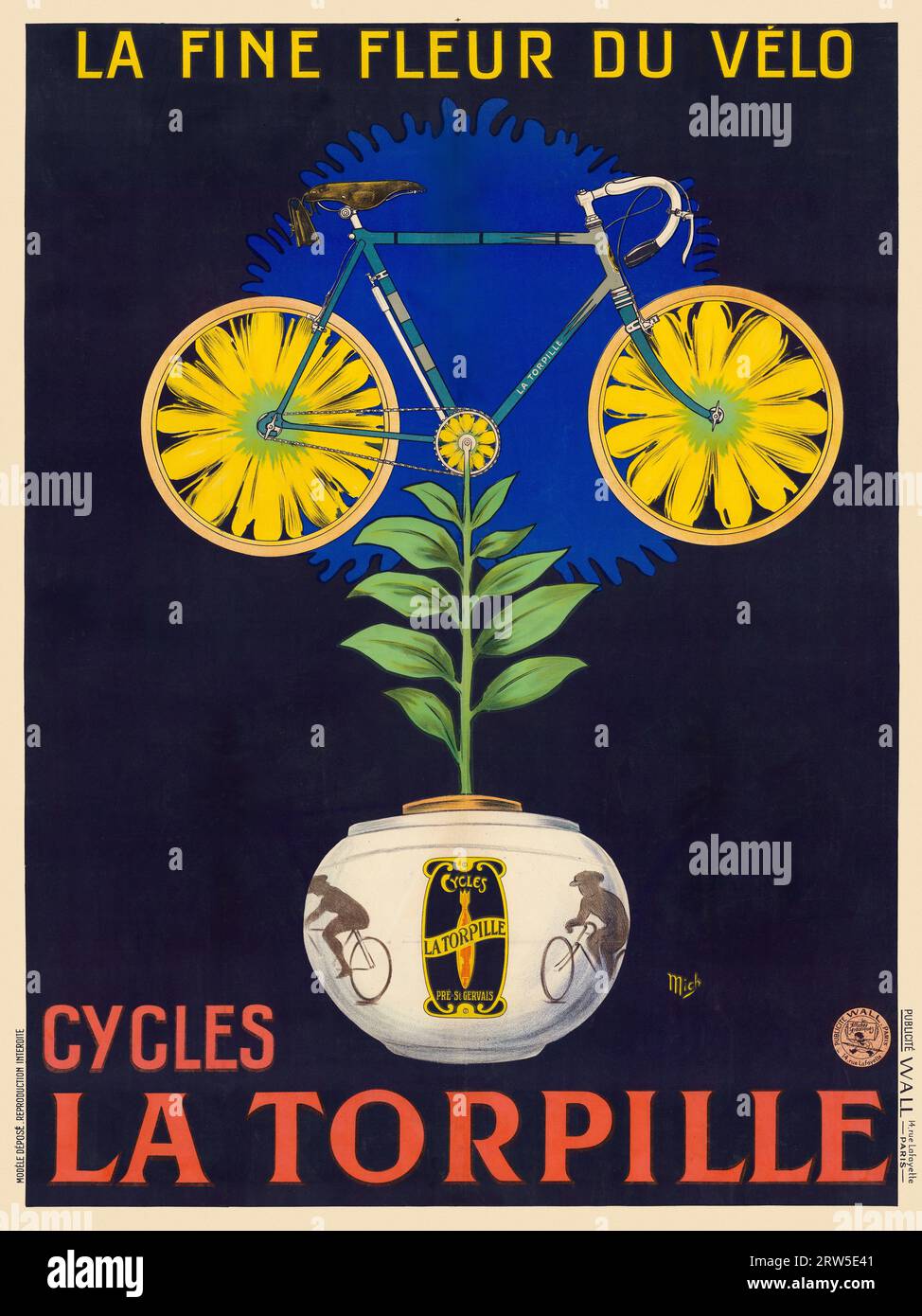 La Fine fleur du vélo. Cycles La Torpille von Jean Marie Michel Liebeaux Mich (1881-1923). Poster, das 1923 in Frankreich veröffentlicht wurde. Stockfoto