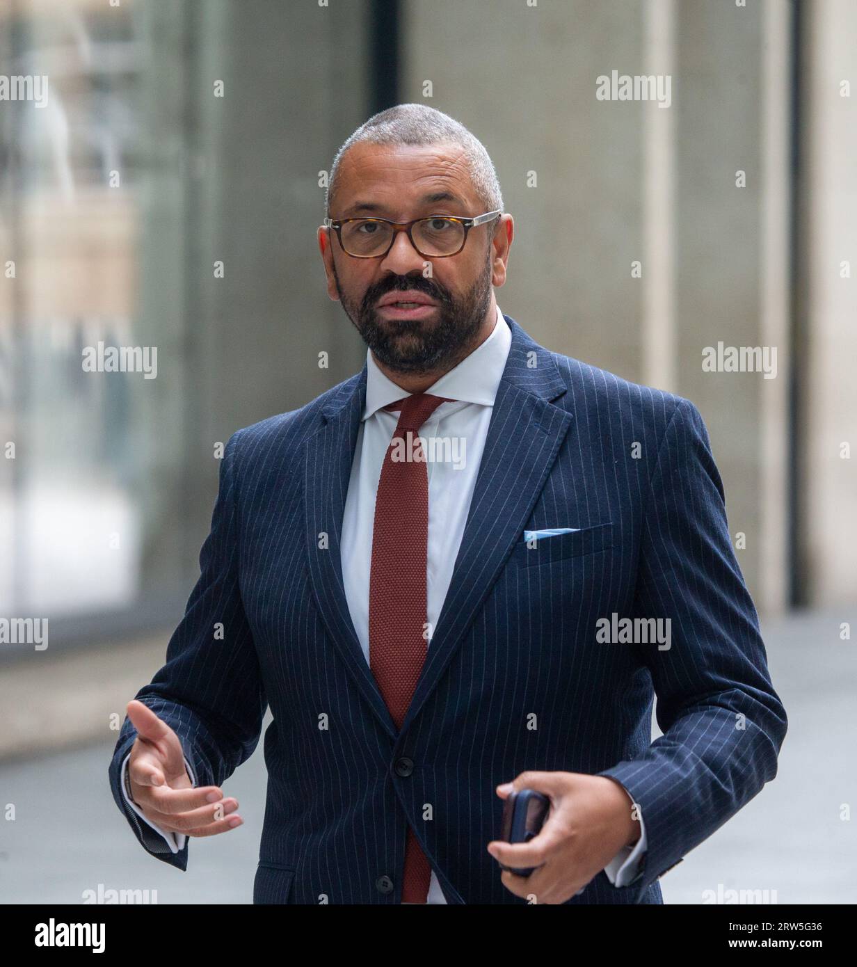 London, Vereinigtes Königreich. September 2023. Außenminister James ist vor der BBC zu sehen, bevor er in der Laura Kuenssberg Show auftritt. Credit: Tayfun Salci / Alamy Live News Stockfoto