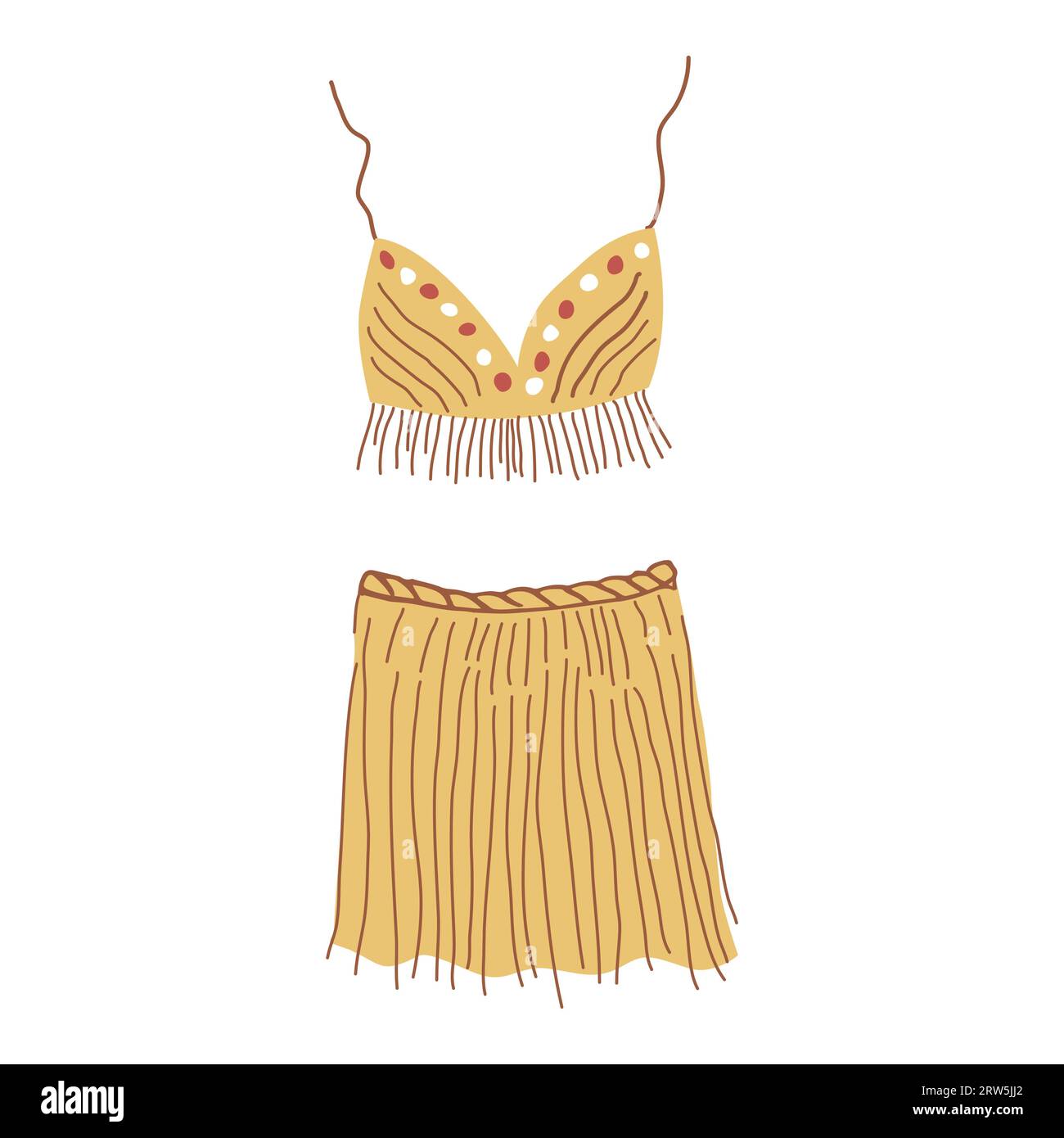 Von Hand gezeichnete Elemente, Tribal Kleidung Kleid Outfit. Plakatdesign, Flyer. Vektorillustration. Stock Vektor