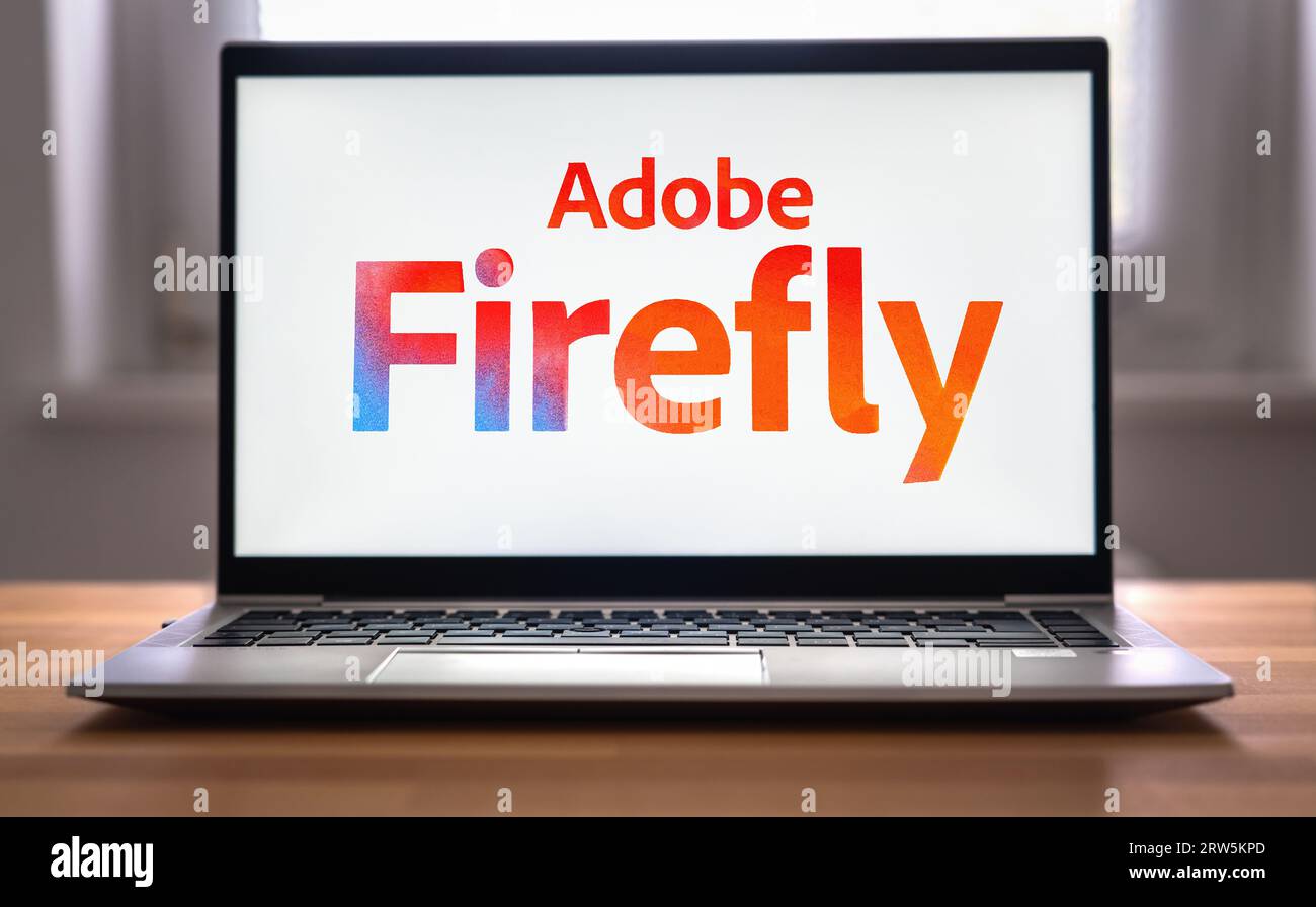 Adobe Firefly – ein Produkt der Adobe Creative Cloud Stockfoto