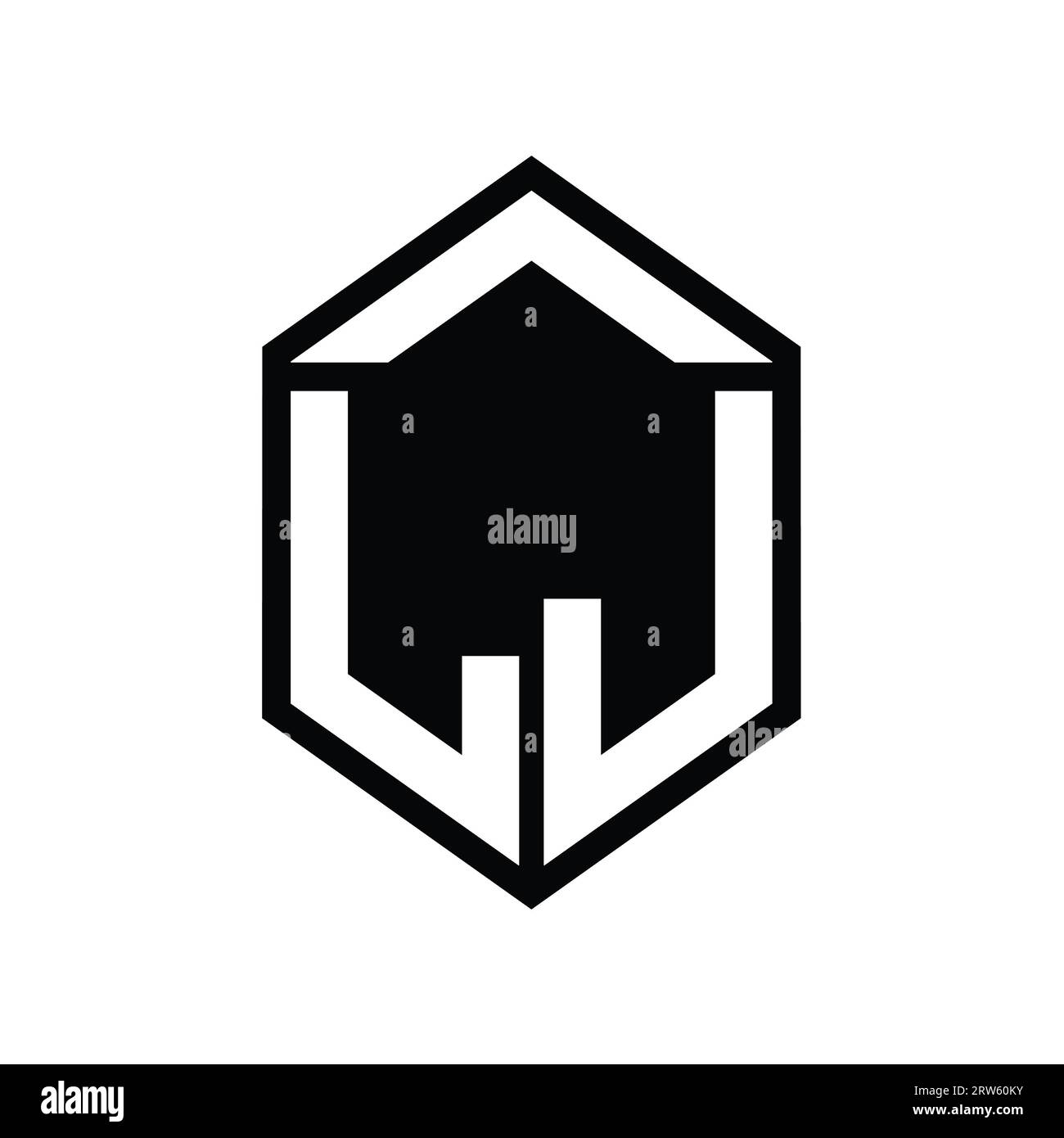 LJ Letter Logo Monogramm einfache sechseckige Abschirmung Form isolierte Design-Vorlage Stockfoto