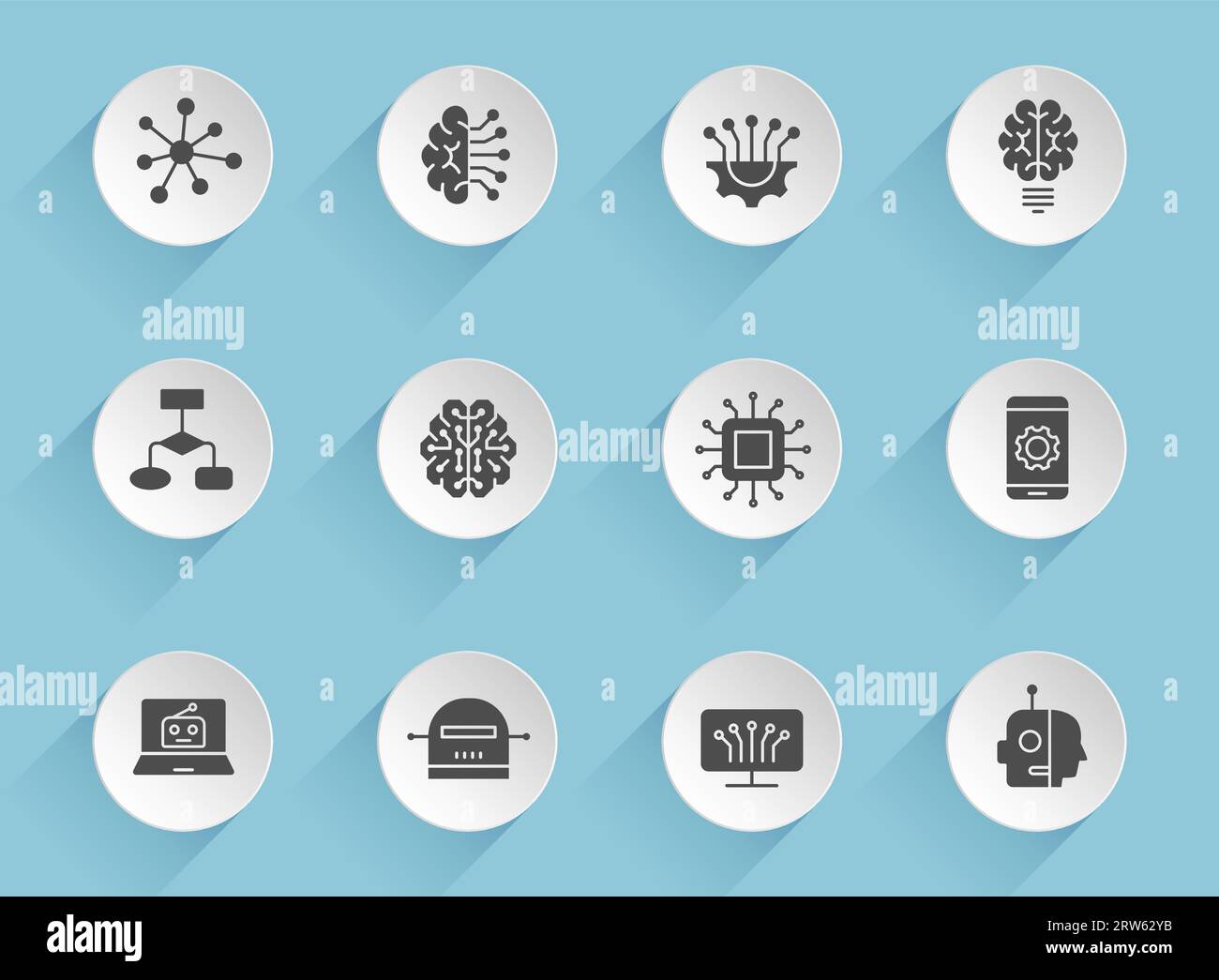 Vektorsymbole für künstliche Intelligenz Stock Vektor