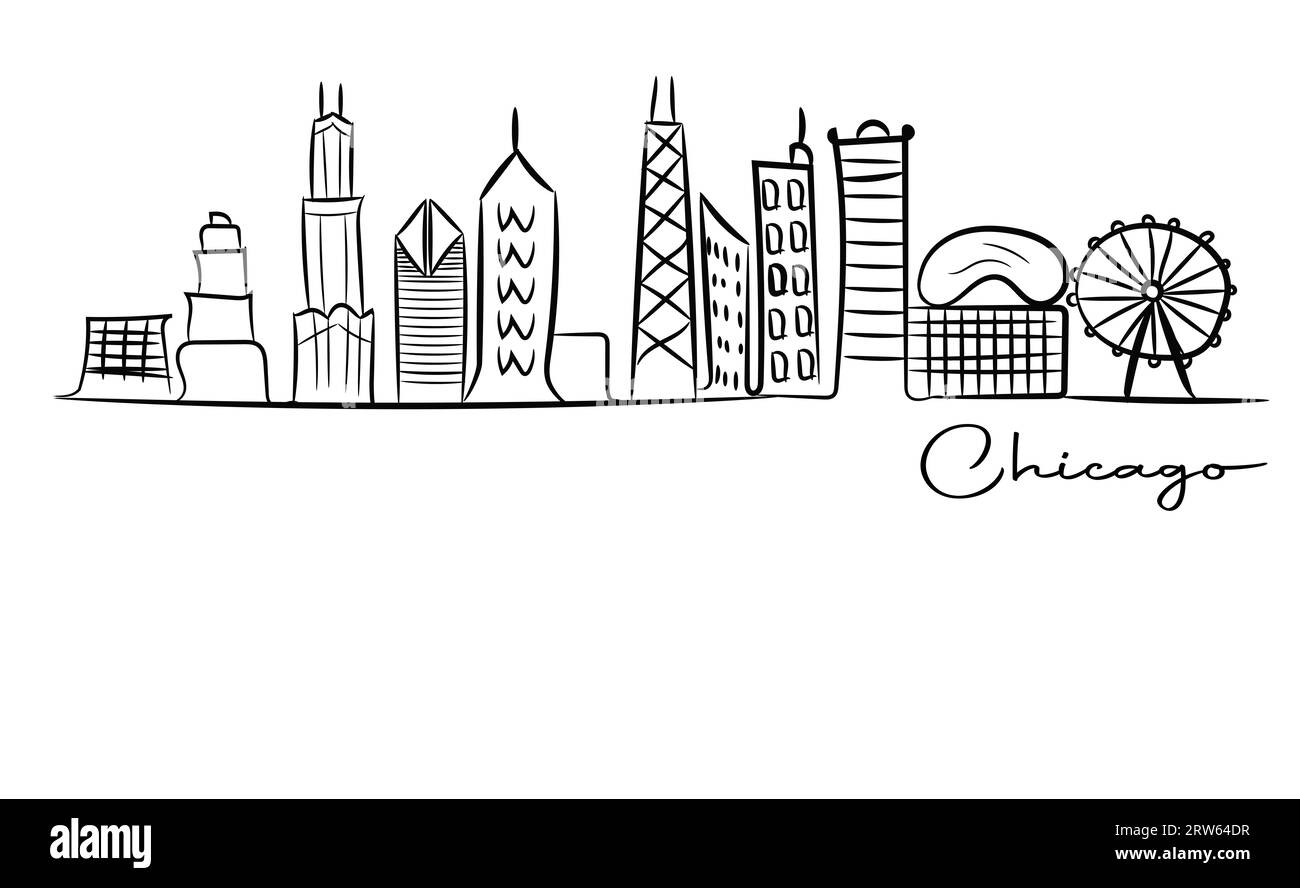 Skyline-Skizze der Stadt Chicago Stockfoto