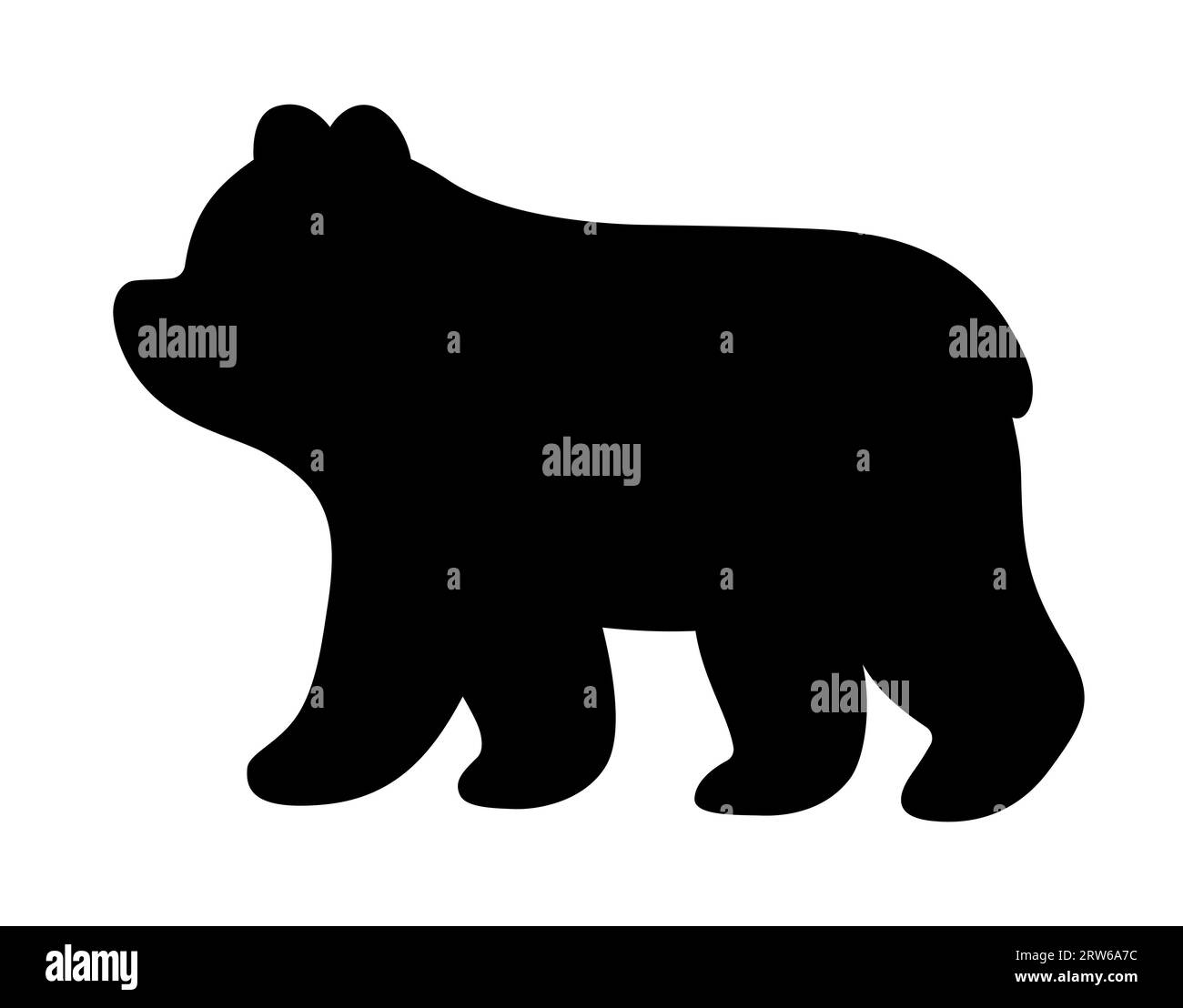 Schlichte und niedliche Silhouette eines Zeichentrickbären. Vektorillustration. Stock Vektor