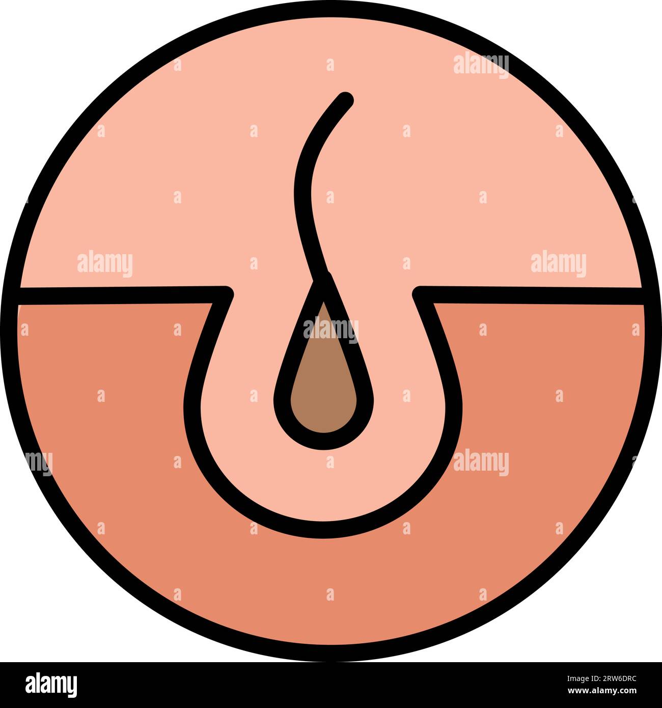 Symbol Follicle Shine Concept Color (Follikelglanz). Glänzendes Haar mit einfachem Piktogramm im Keratin-Effekt. Symbol „Haarfollikel Flach“. Isolierter Vektor – Abbildung. Stock Vektor