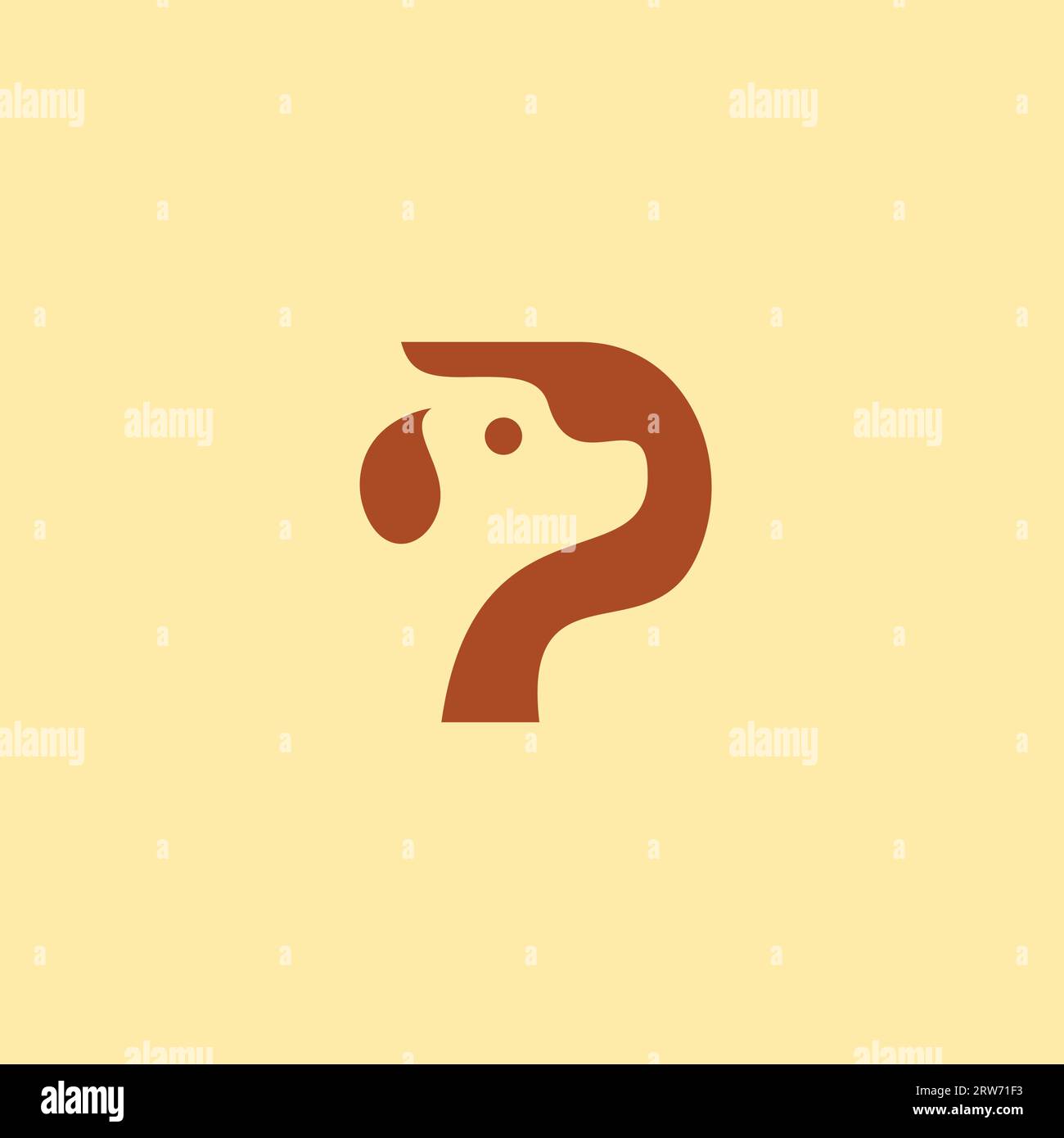 Logo mit Buchstabe P und Hund. Hundekopf Vektor Stock Vektor