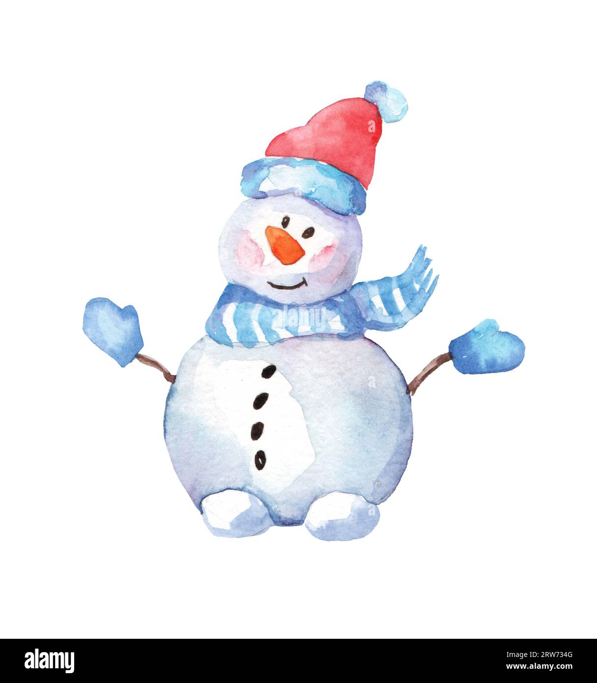 Aquarell frohe Weihnachten Satz von Zeichen snowmans Abbildung. Winterurlaub cartoon isoliert niedlich lustiger Schneemann design Karte. Schnee Urlaub seaso Stockfoto