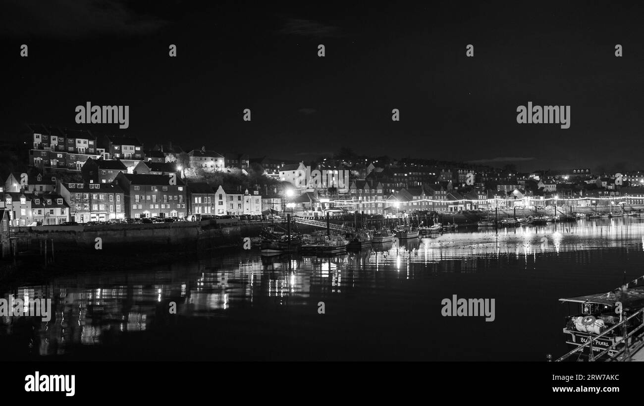 Nachtszene. Whitby bei Nacht. Stockfoto