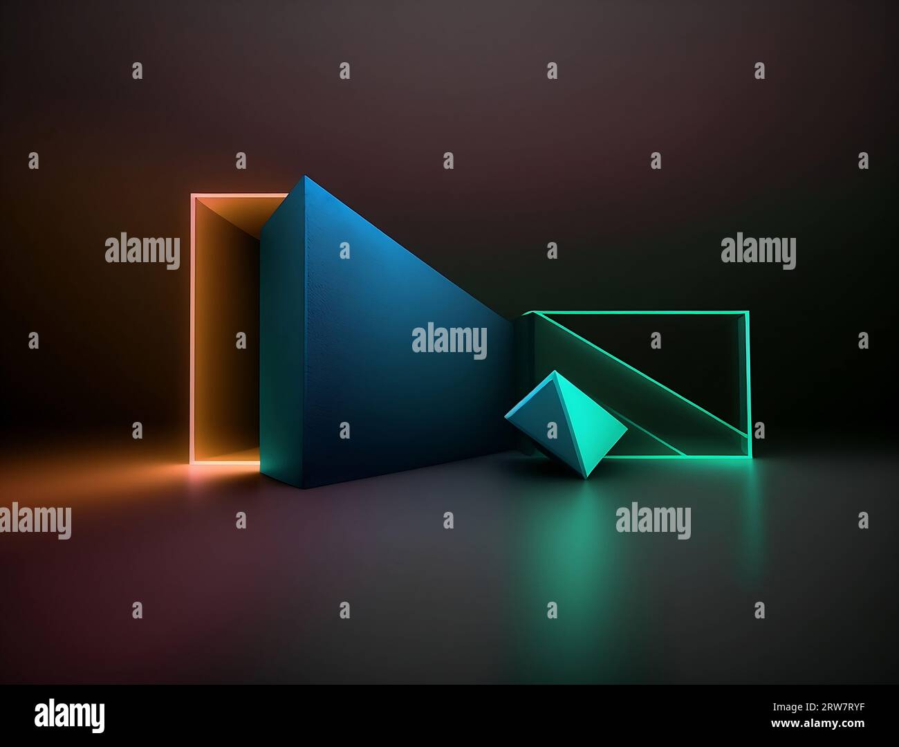 Neonhintergrundkonzept Neonlicht Grunge-Hintergrund 3D-Rendering-Raum. Hochwertige Fotos Stockfoto