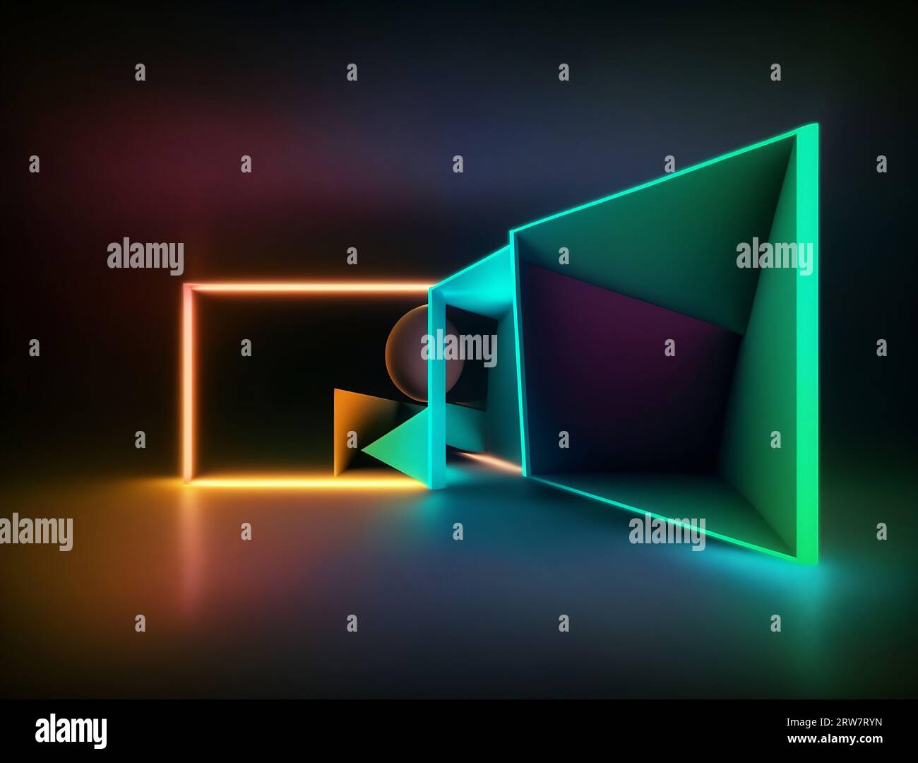 Neonhintergrundkonzept Neonlicht Grunge-Hintergrund 3D-Rendering-Raum. Hochwertige Fotos Stockfoto