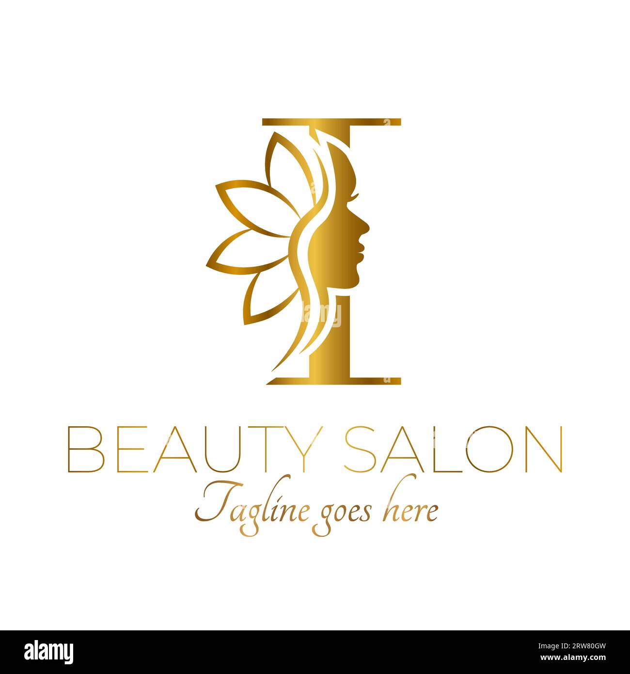 Goldener I-Buchstabe Initial Beauty Brand Logo Design Stock Vektor