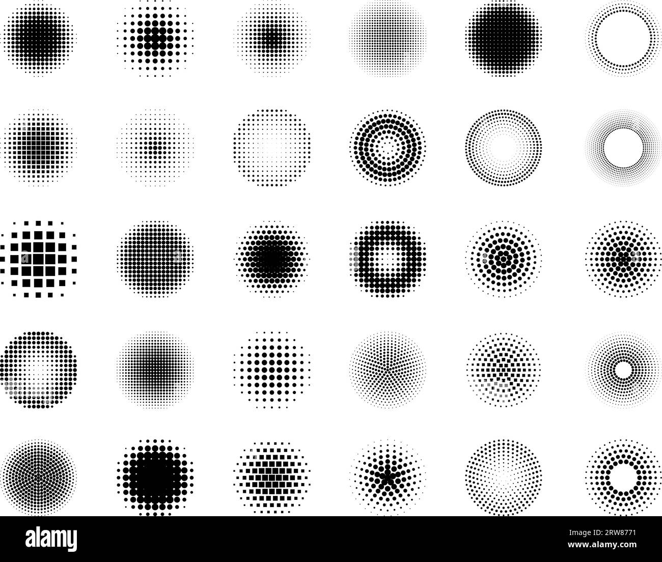 Pop-Art-Schatten. Geometrisch stilisierte Punkte Texturen für Comic-Halbtöne Hintergründe aktuelle Vektorbilder Set Stock Vektor