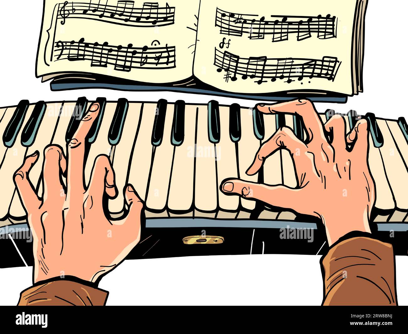 Musikgeschäft, Studium am Konservatorium. Der Musiker spielt Klavier. Jazz oder klassisches Konzert Stock Vektor