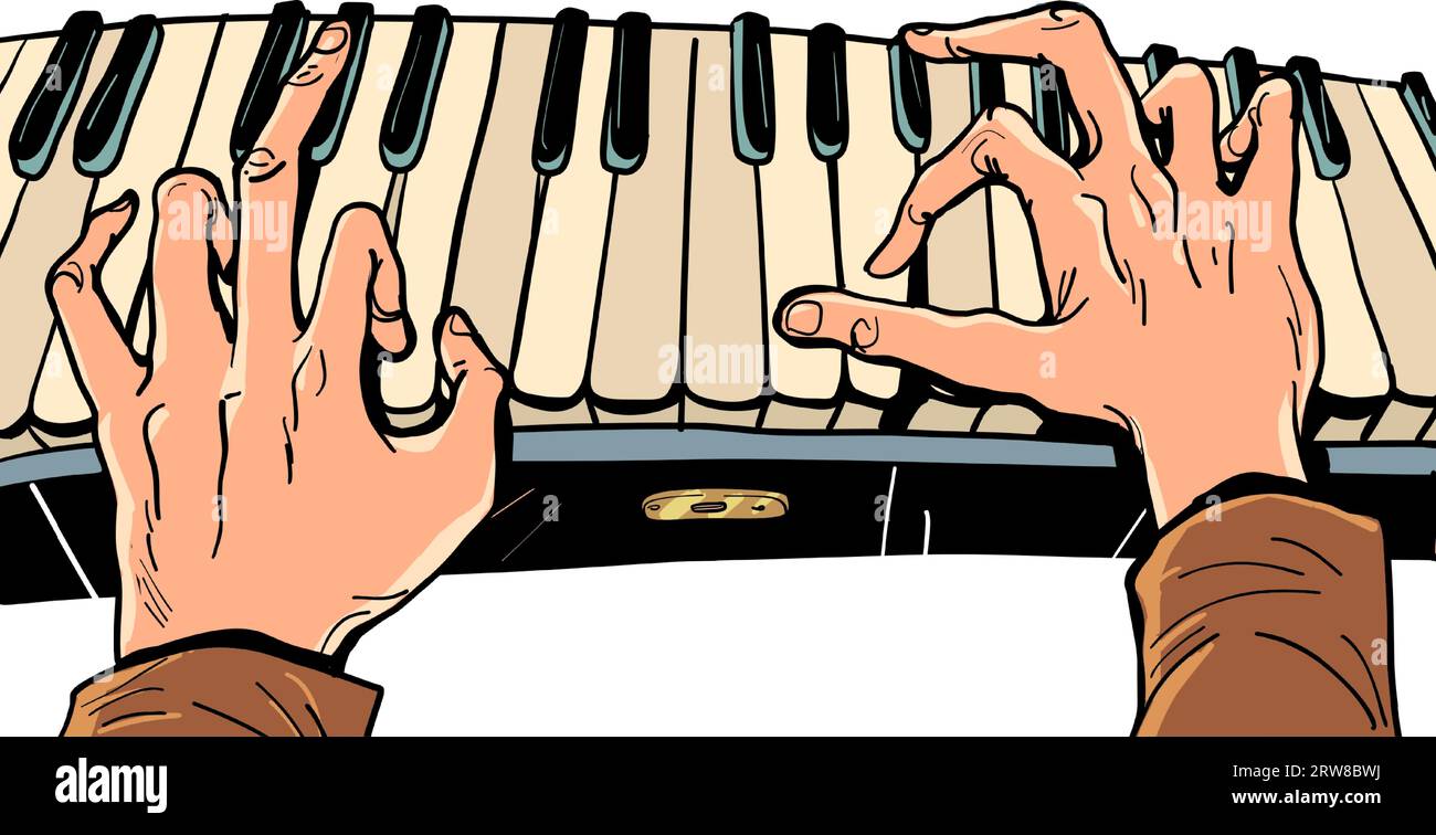 Musikgeschäft, Studium am Konservatorium. Der Musiker spielt Klavier. Jazz oder klassisches Konzert Stock Vektor