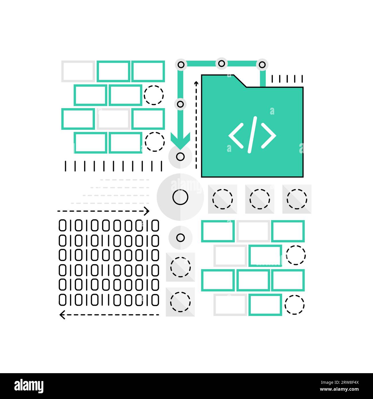 HTML-Webcodierung. Website-Entwicklung, Computer-Programmierung Sprache Vektor-Illustration Stock Vektor