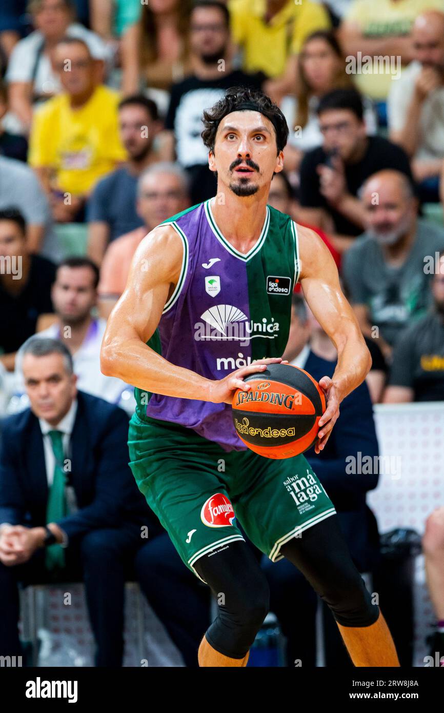 Murcia Region von Murcia Spanien 17. September 2023. NIHAD DJEDOVIC Deutschland Spieler aus Unicaja Baloncesto Malaga, UNICAJA Bsket Malaga gegen Real Madrid Super Copa Basket Endesa Endspiel Sports Palace Murcia 17. September 2023 Credit: Pascu Méndez/Alamy Live News Stockfoto