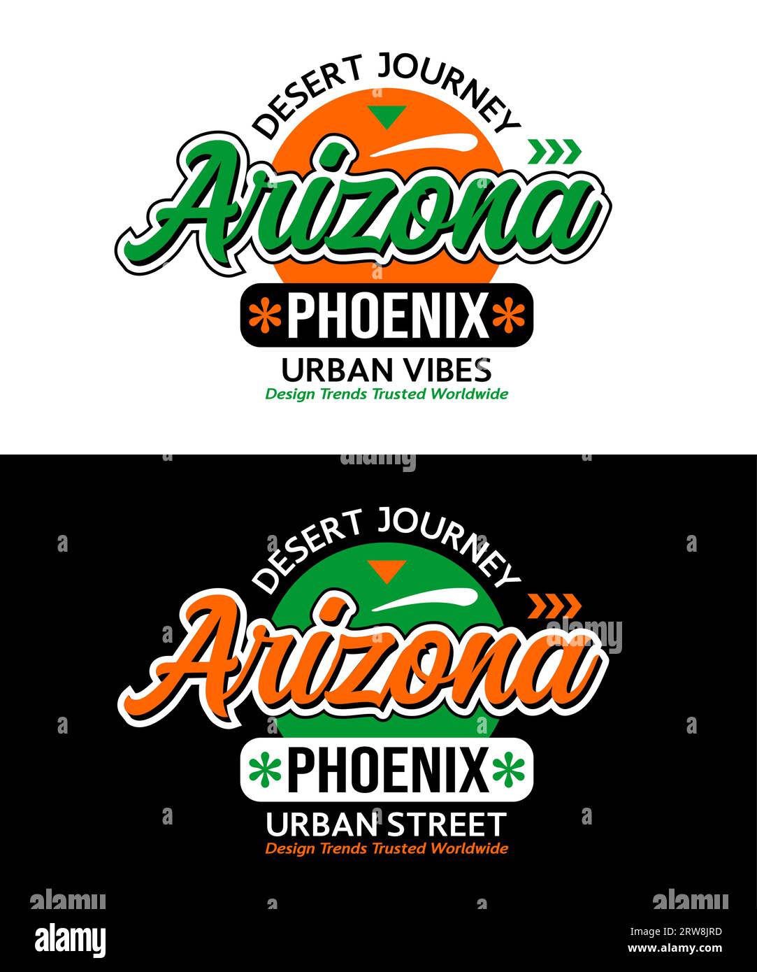 Arizona City Circle Urban Vintage Kalligraphie Schrift, grafische Typografie für T-Shirt, Poster, Etiketten, etc Stock Vektor