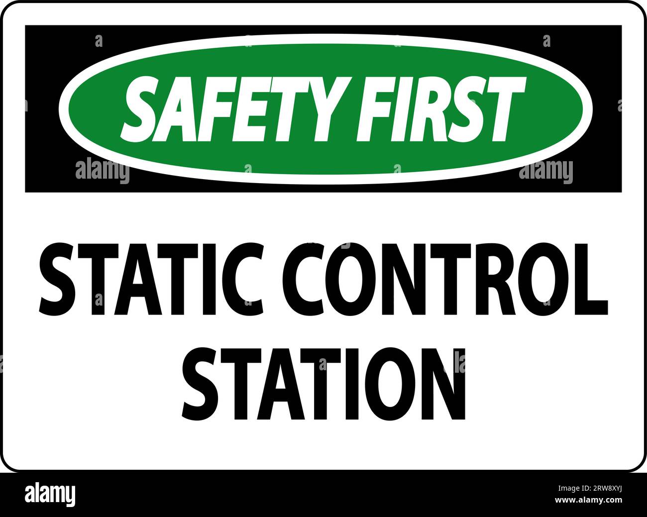 Statisches Kontrollgerät Mit Warnschild „Safety First Sign“ Stock Vektor