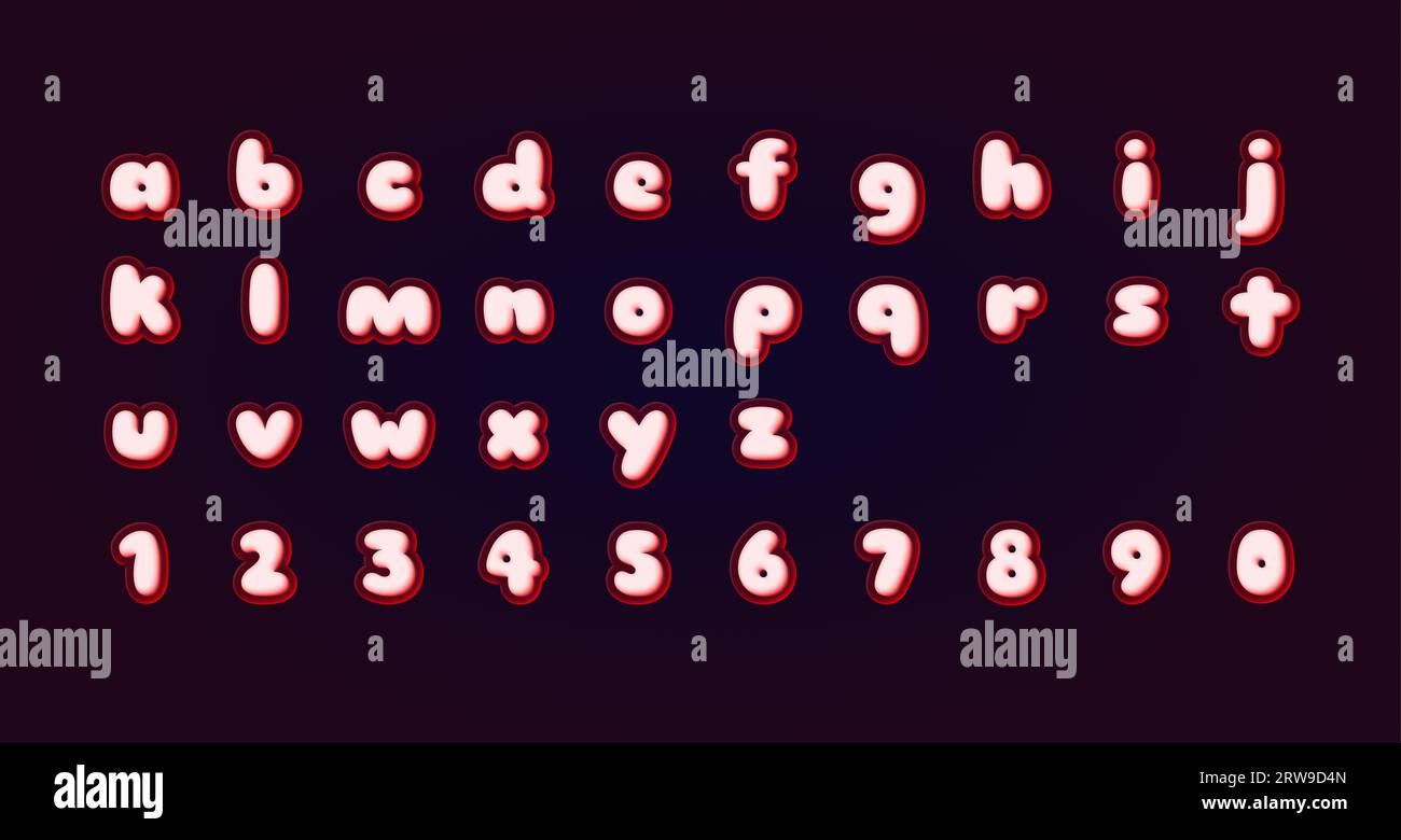 Süßer, süßer Text. Weihnachtsalphabet. Jelly-Texteffekt. 3D-Texteffekt. Abbildungen Stockfoto