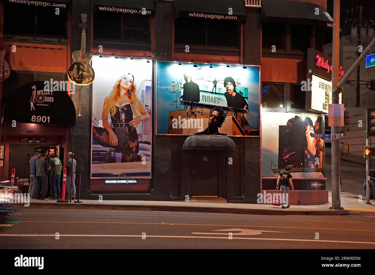 Rolling Stones Werbetafeln aus dem Angry Video auf dem Whisky A Go Go, auf dem Sunset Strip, West Hollywood, Los Angeles, Kalifornien, USA Stockfoto