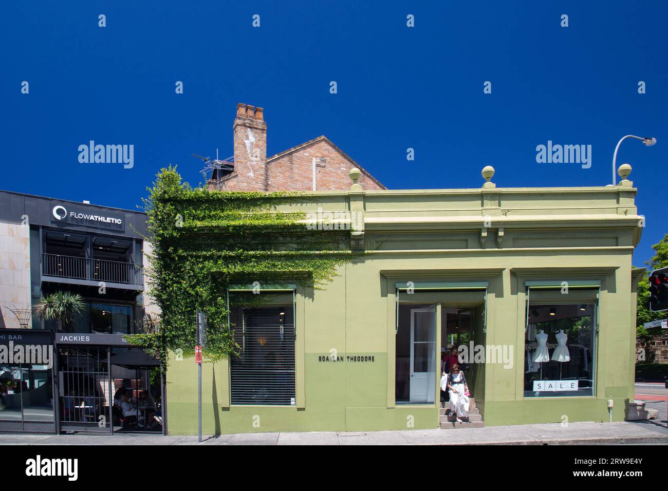 Allgemeiner Straßenblick in Paddington, Sydney, NSW, Australien. Boutiquen in Paddington. Stockfoto