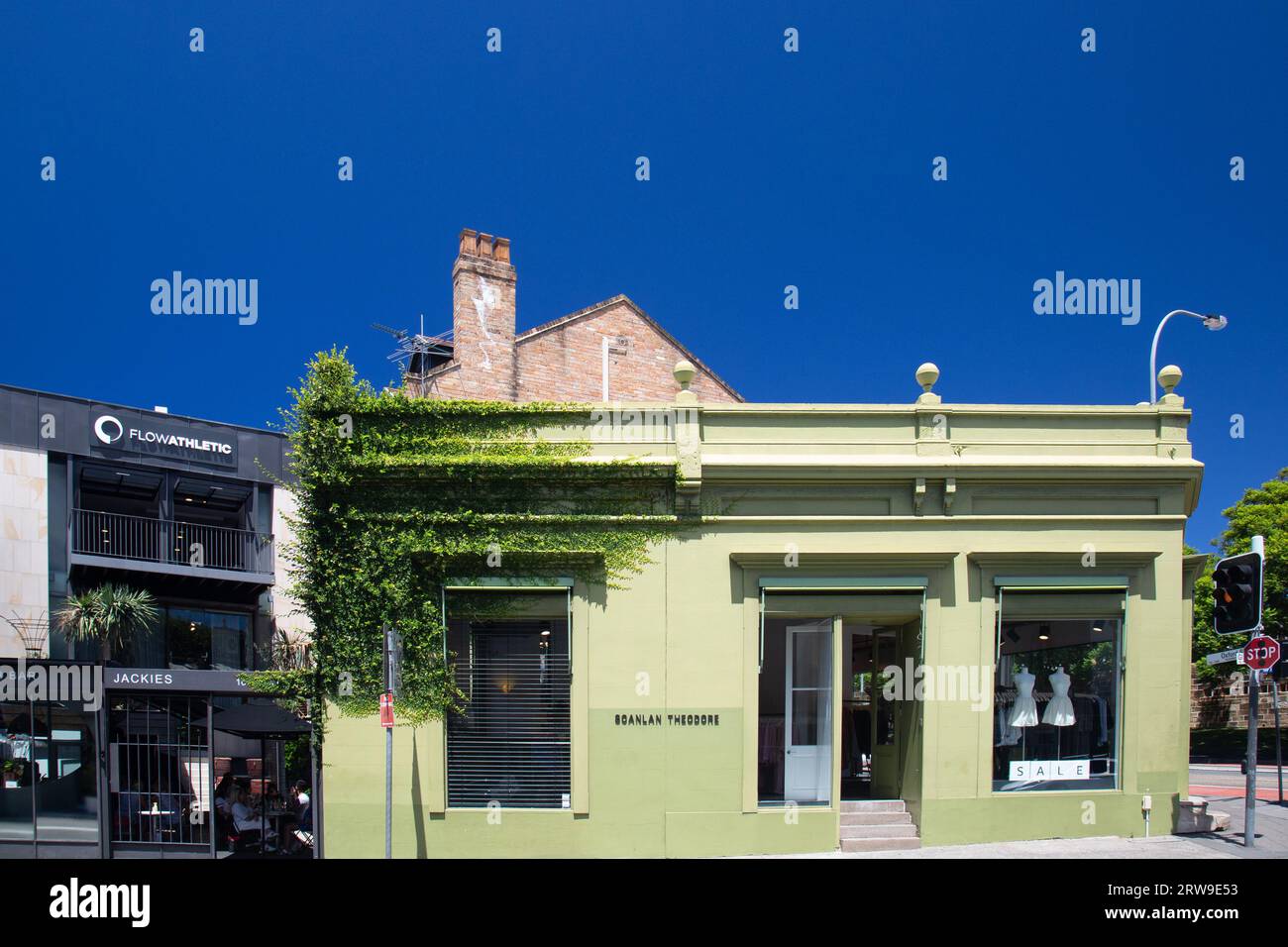 Allgemeiner Straßenblick in Paddington, Sydney, NSW, Australien. Boutiquen in Paddington. Stockfoto