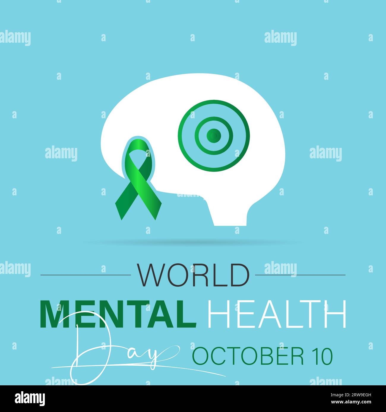 Der World Mental Health Day hebt Advocacy, Understanding und Support für globale emotionale Resilienz hervor. Vorlage Für Vektorillustration. Stock Vektor