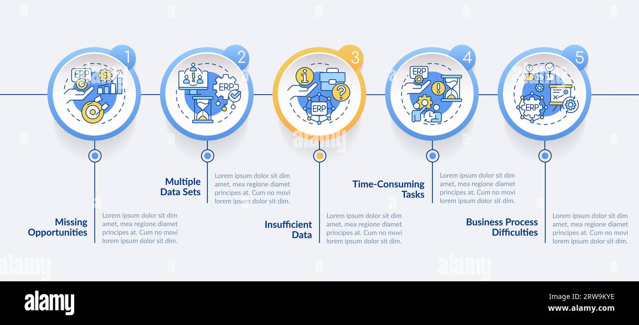 Farbenfrohes ERP-Layout mit linearen Symbolen Stock Vektor