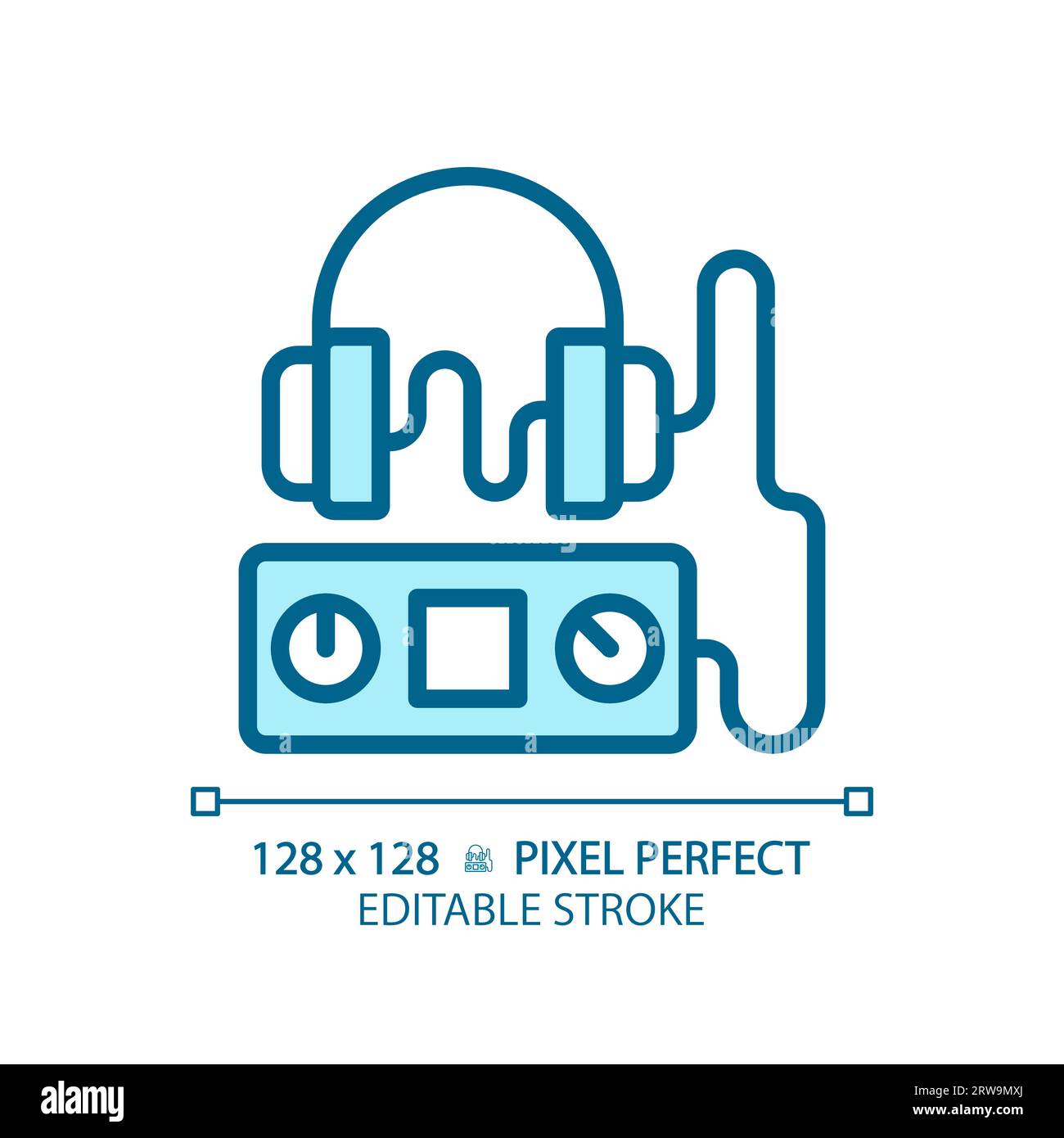 Symbol für Audiometer Pixel Perfect hellblau Stock Vektor