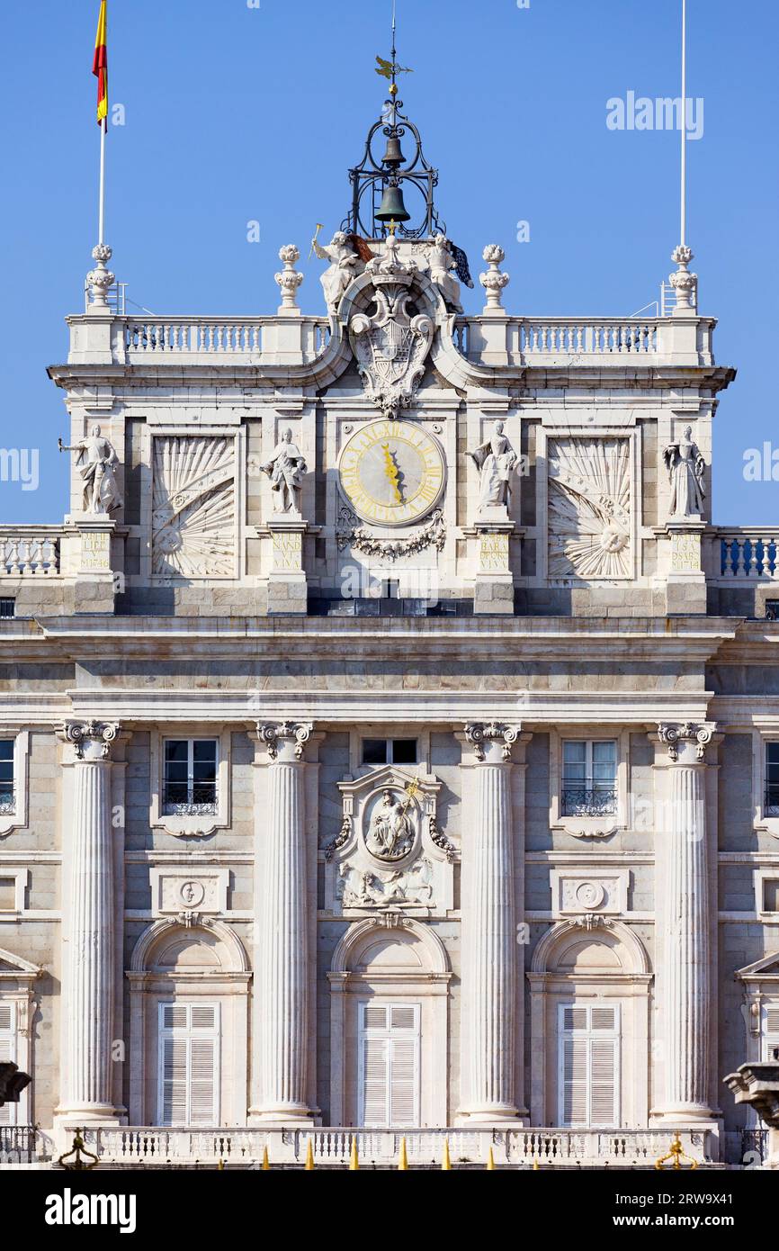 Royal Palace (Spanisch: Palacio Real) Architekturdetails in Madrid, Spanien Stockfoto