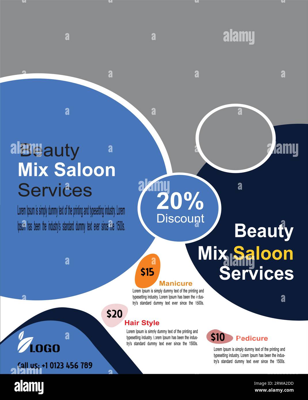 Beauty Mix Saloon Services therapeutische Entspannungsmassagen Spa-Broschüre Business Promotion Flyer Stock Vektor