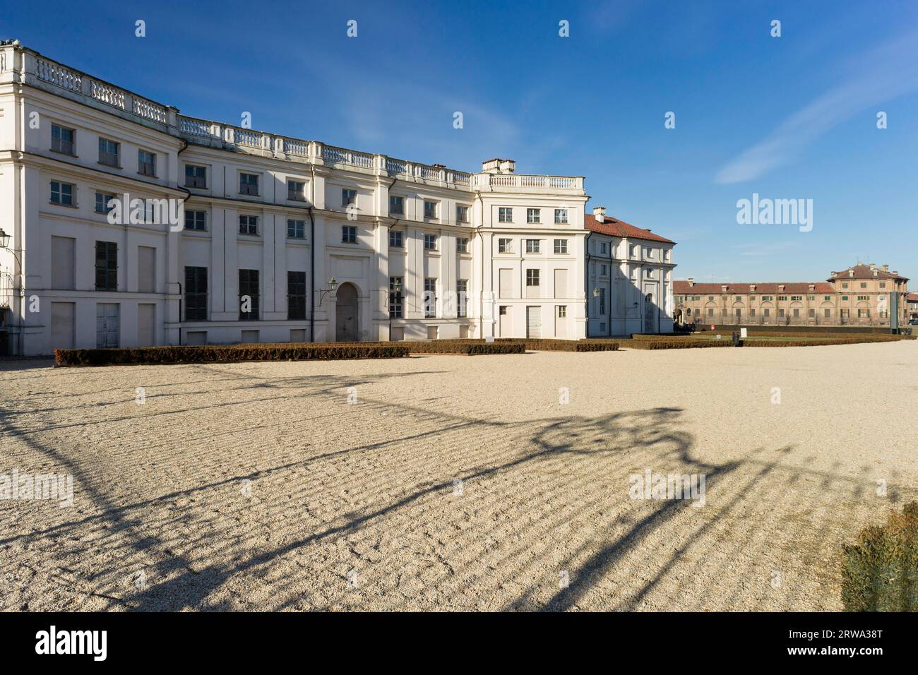 Das barocke Jagdschloss Palazzina di caccia di Stupinigi der Herzöge von Savoyen südlich von Turin wurde vom Hofarchitekten Filippo Juvarra erbaut Stockfoto