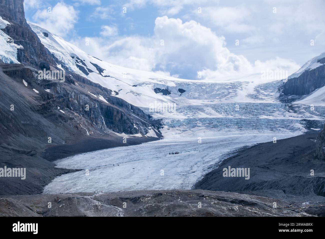 Columbia Icefield in der Nähe der Jasper-Nationalparks in Alberta, Kanada. Stockfoto