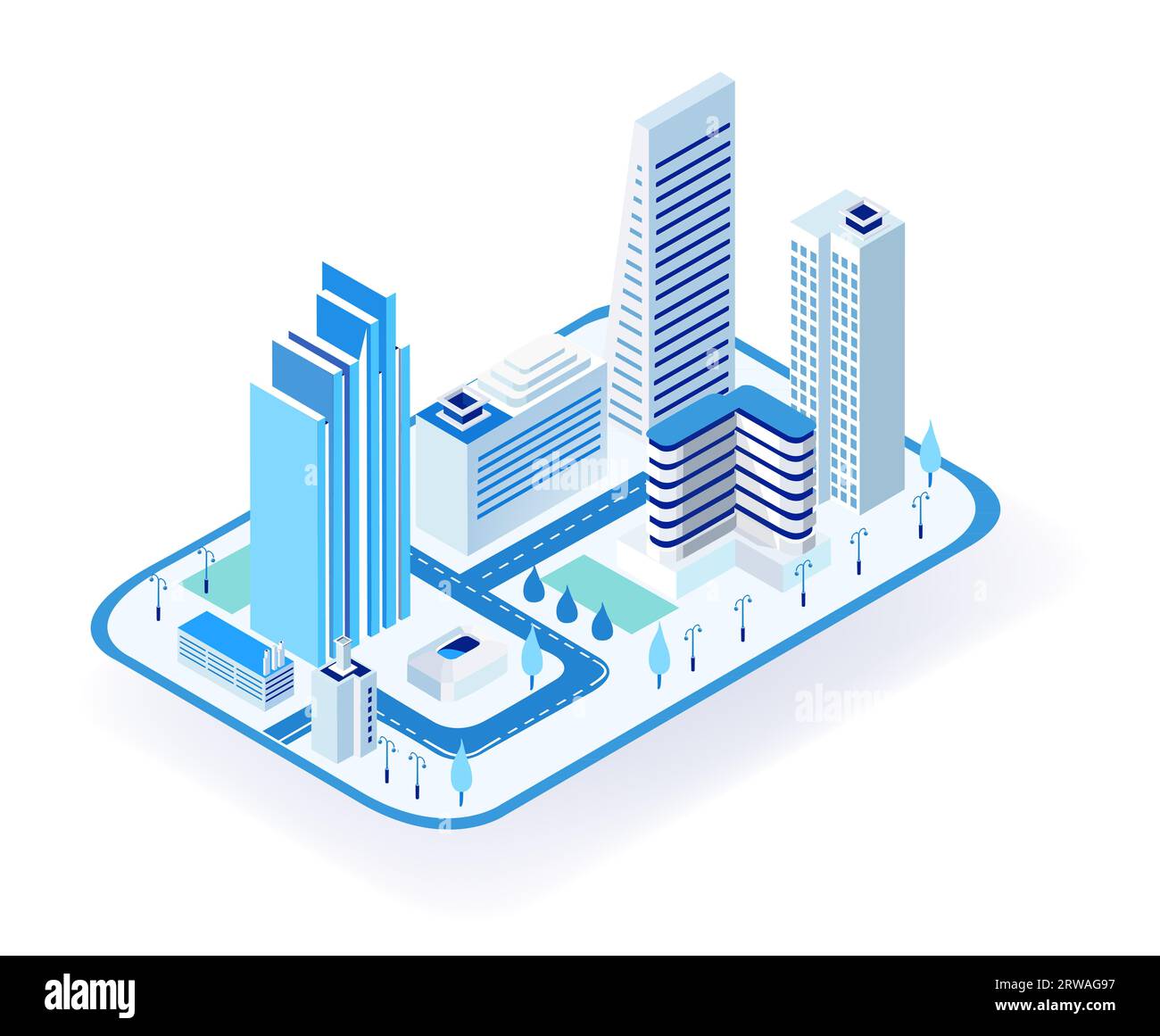 Immobilienmarkt. Geschäftsleute, Architekten, Investoren sprechen über Stadtmodell, Architekturprojekt. Isometrische Darstellung der Eigenschaftsstrategie Stockfoto