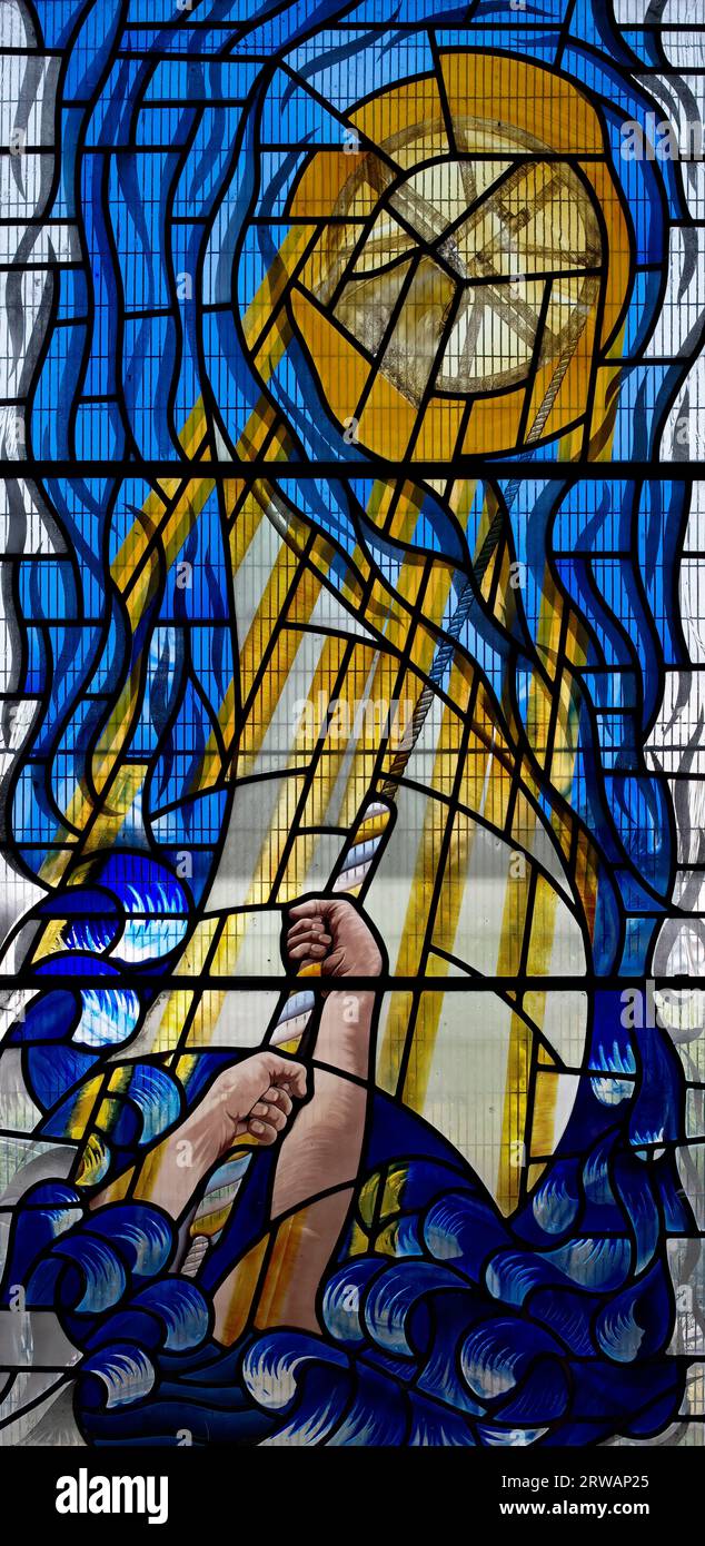 Feiert Licht über Dunkelheit, Millennium Window, St. James Church, Whitehaven, Cumbria, UK Stockfoto