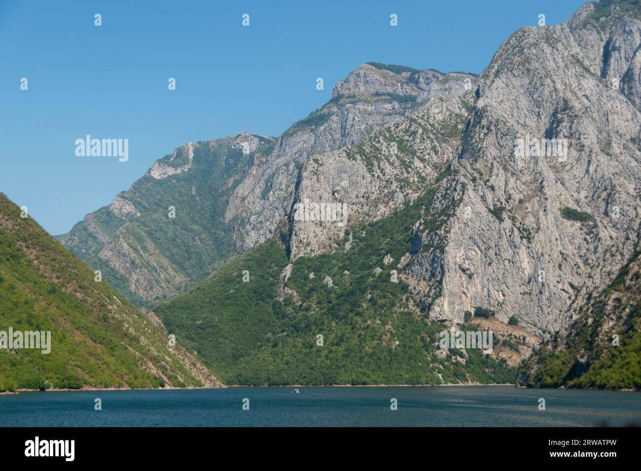 Berge am koman-See, albanien Stockfoto