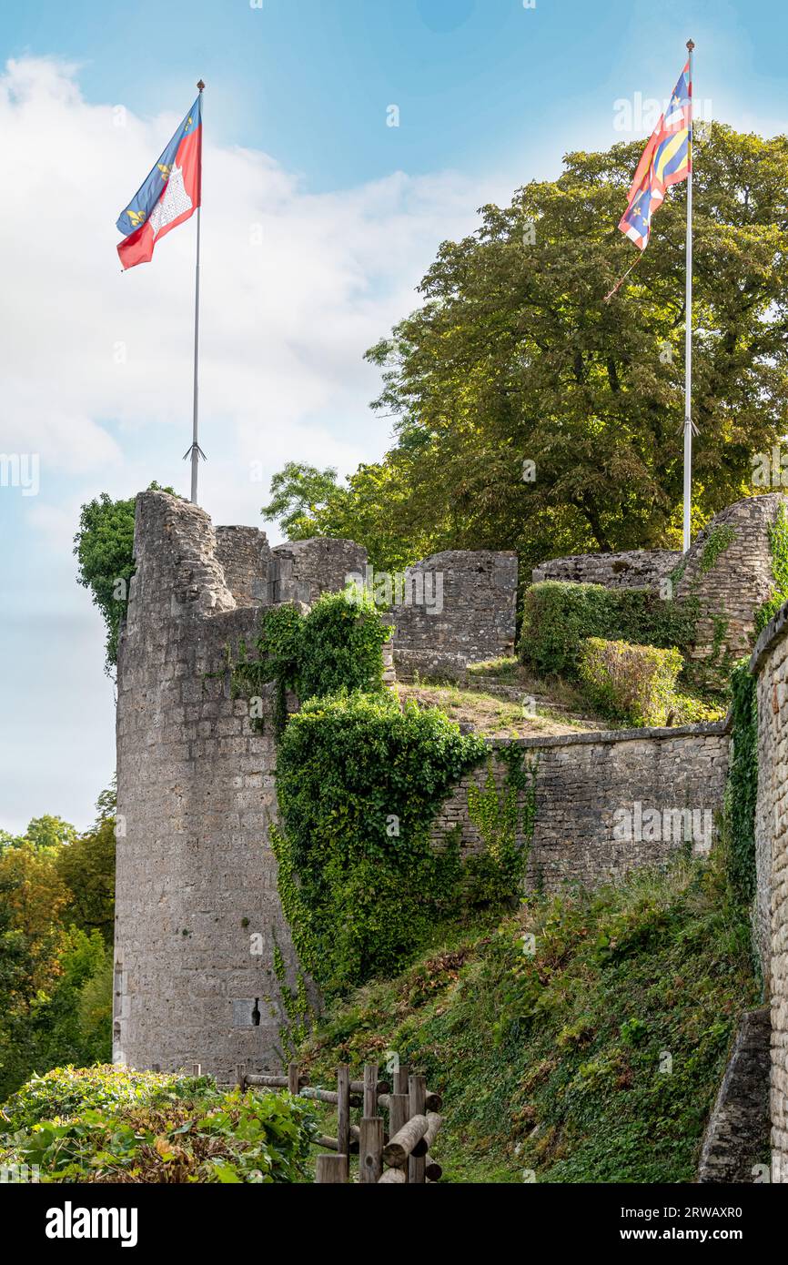 Der Gissey Tower auf dem Gelände der Kirche Saint-Vorles in Chatillon-sur-seine, Burgund, Frankreich. Stockfoto