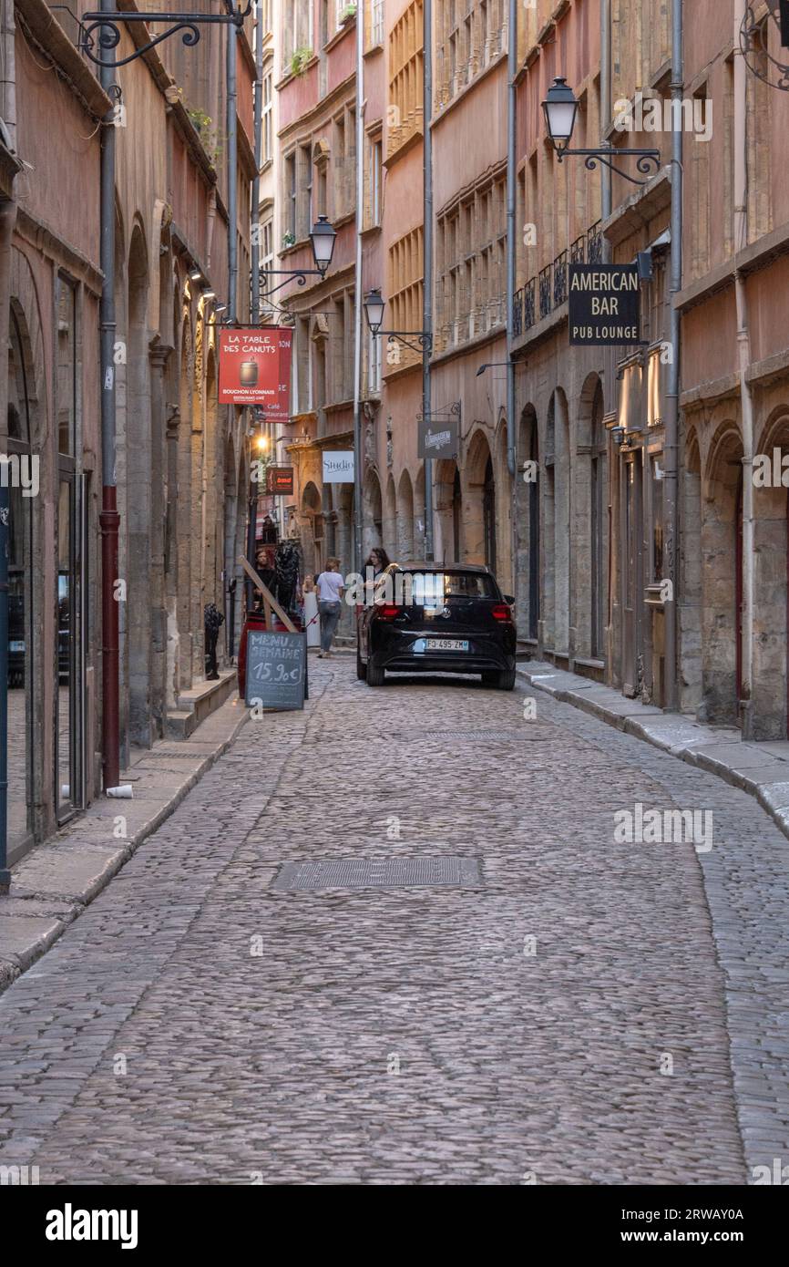 Rue des Trois-Maries, Altstadt von Lyon, Lyon, Frankreich. Stockfoto