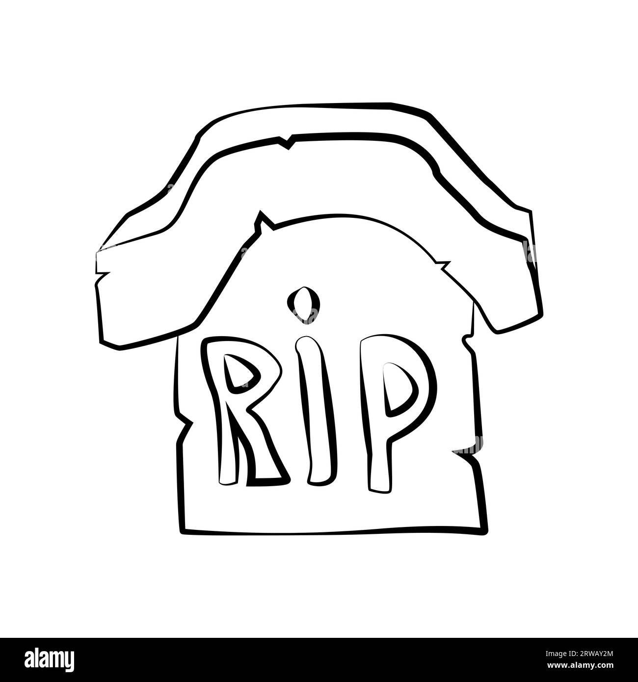 Grave Rip Halloween Concept Line Symbol auf weißem Hintergrund Stock Vektor