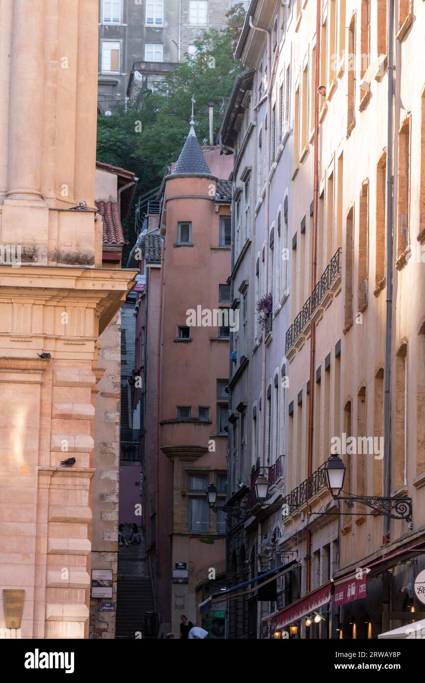 Rue de la Loge in der Altstadt von Lyon, Frankreich. Stockfoto