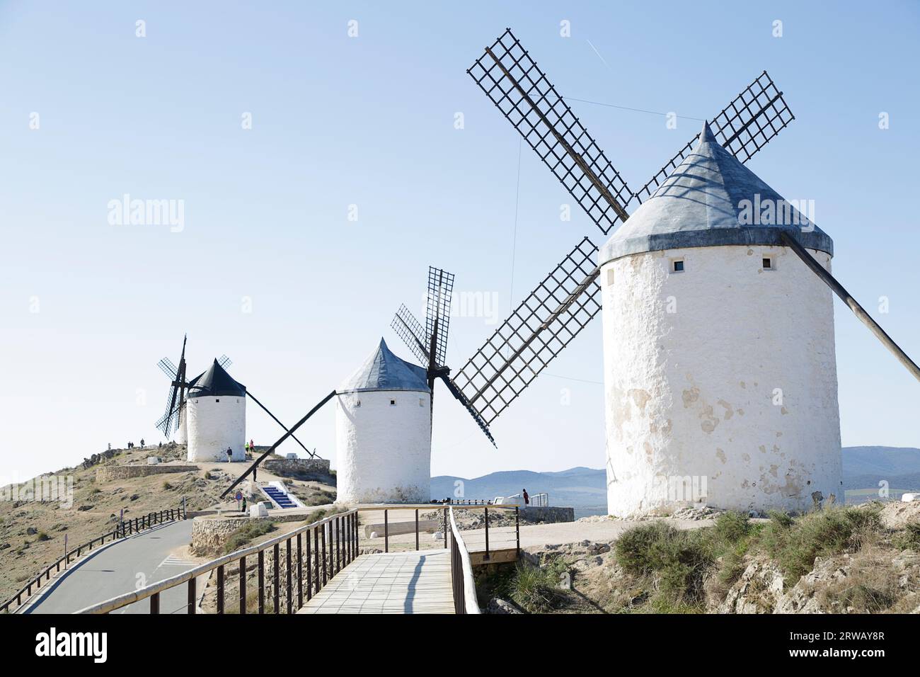 Alte Windmühlen in der Stadt Consuegra (Spanien) Stockfoto