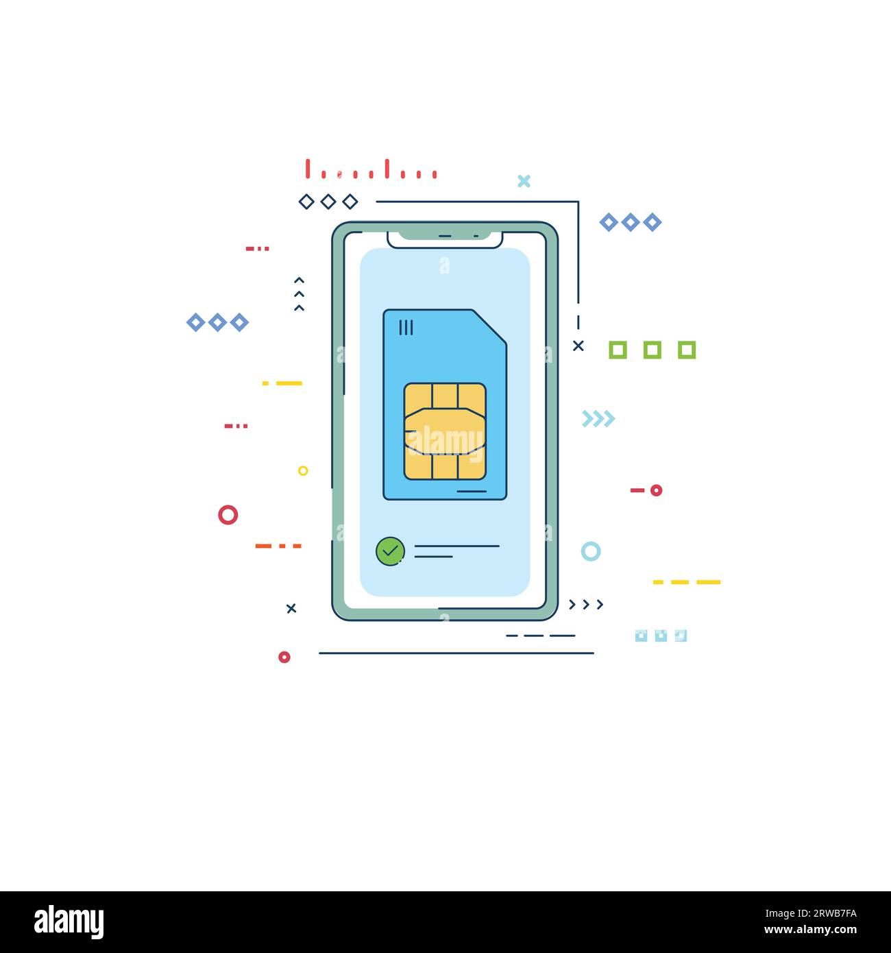 Telefon mit sim-Karte Stock Vektor