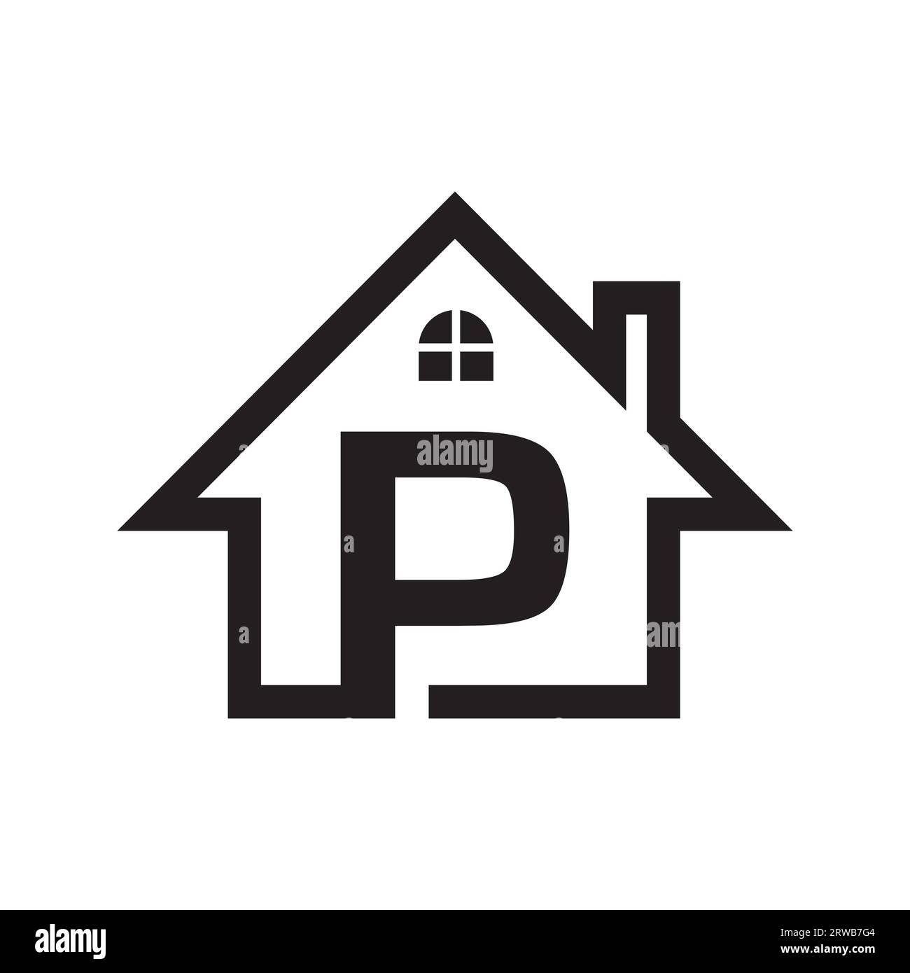 P Immobilienlogo-Design. Logo-Design des Immobilienunternehmens. Logo-Vektor für Bau- und Immobilienunternehmen Stock Vektor