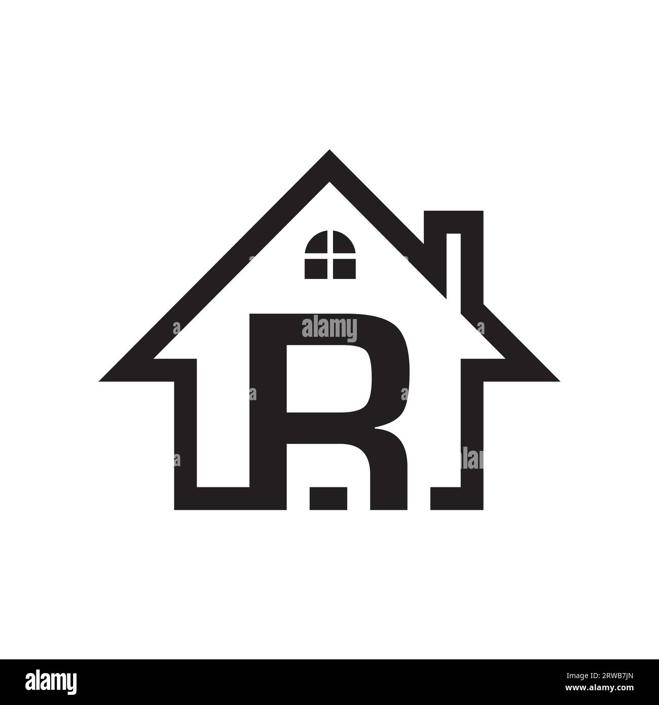 R Logo für Immobilien. Logo-Design des Immobilienunternehmens. Logo-Vektor für Bau- und Immobilienunternehmen Stock Vektor