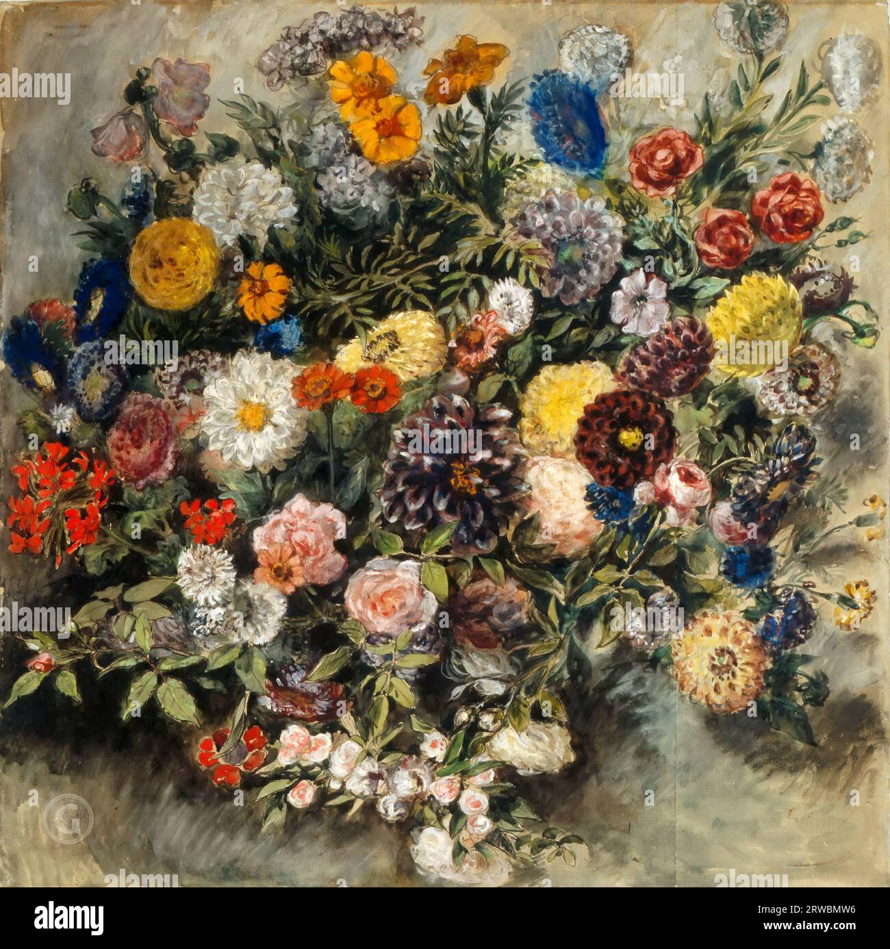 Delacroix, Eugene (1798 Charenton-Saint-Maurice - 1863 Paris) -- Blumenstrauß 1849, Stockfoto