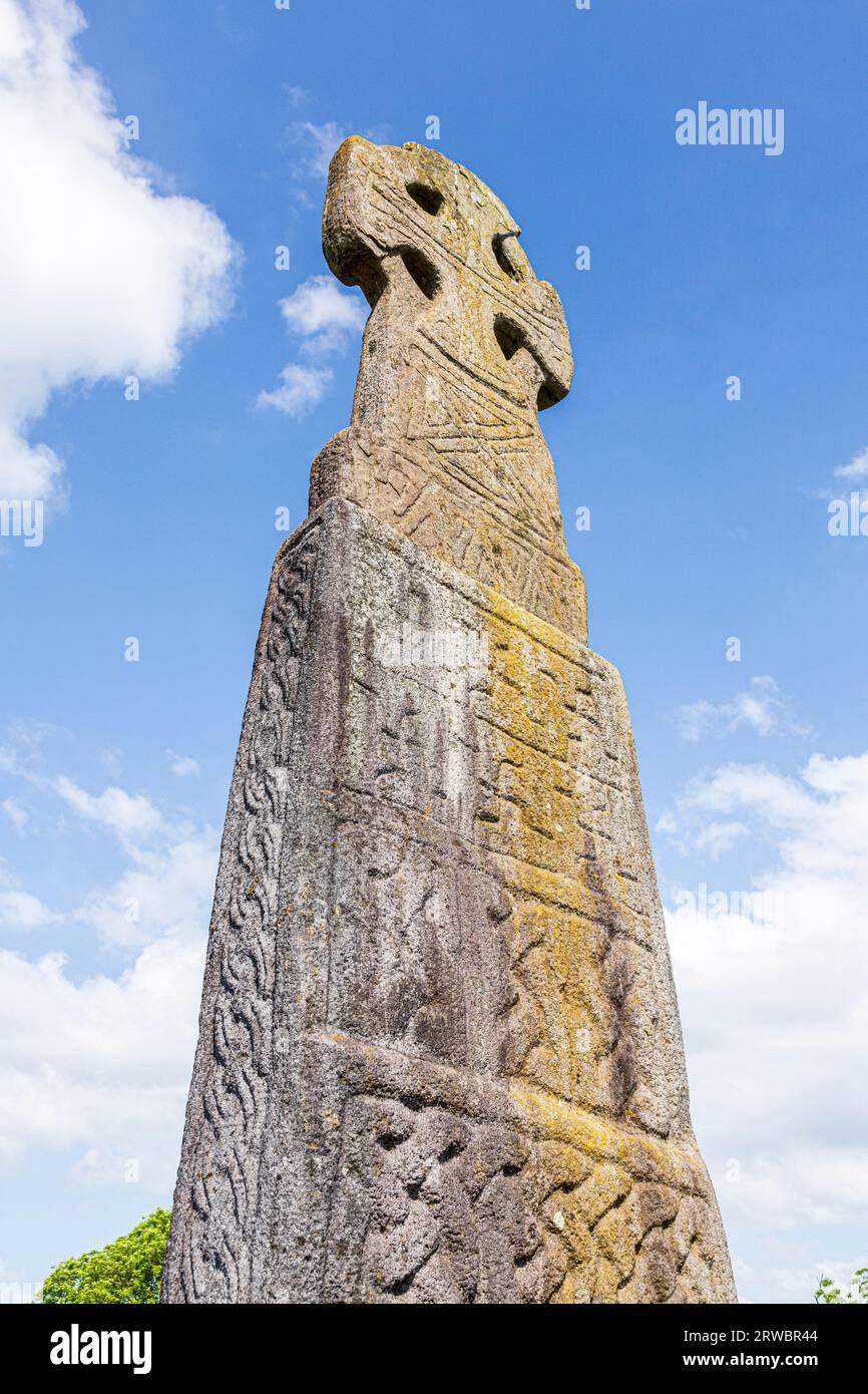 Carew Cross, ein 4 Meter hohes Keltenkreuz aus dem 11. Jahrhundert im Pembrokeshire Coast National Park in West Wales Stockfoto
