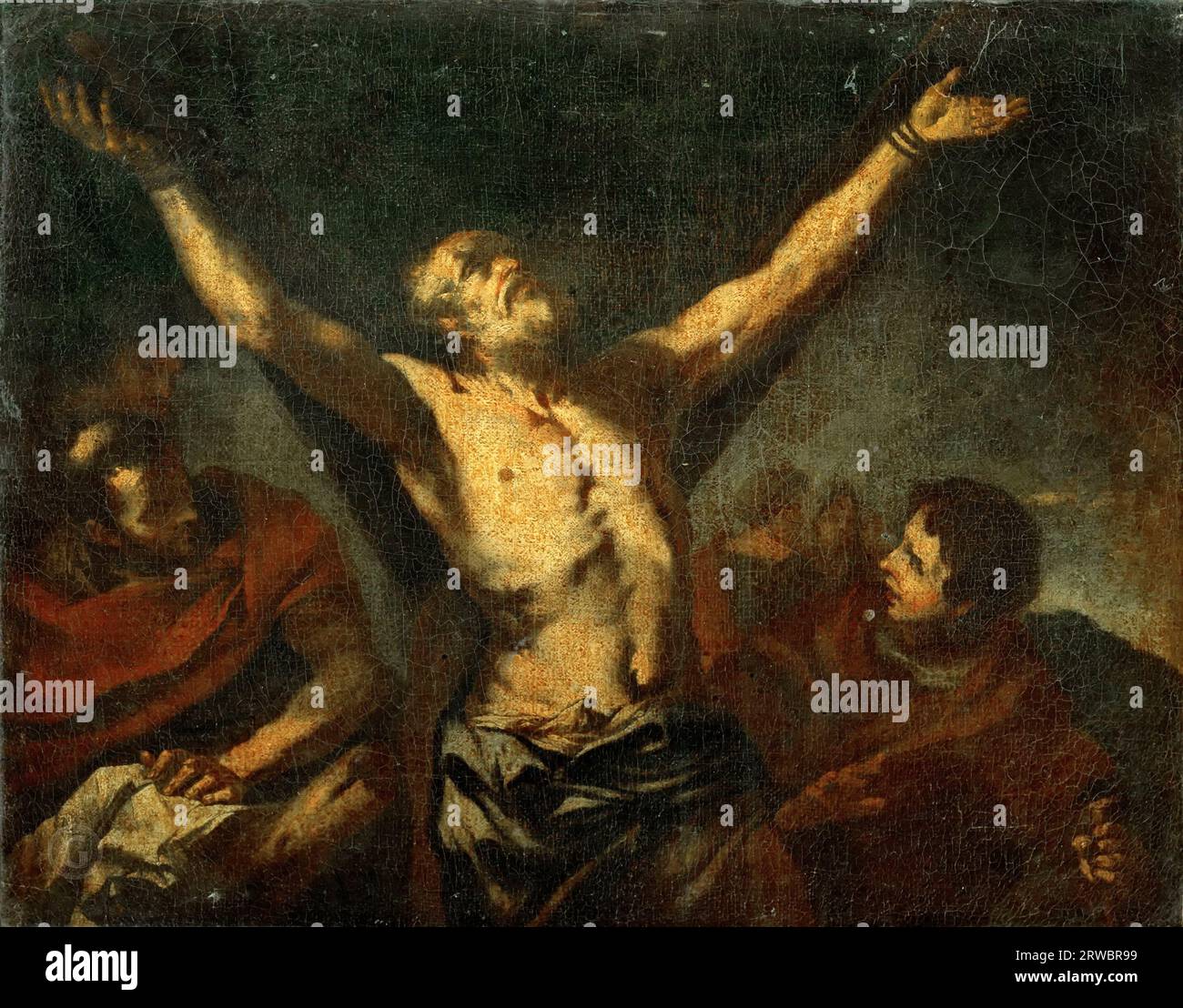 Luca Giordano -- das Martyrium des Heiligen Andreas 34х43 Stockfoto