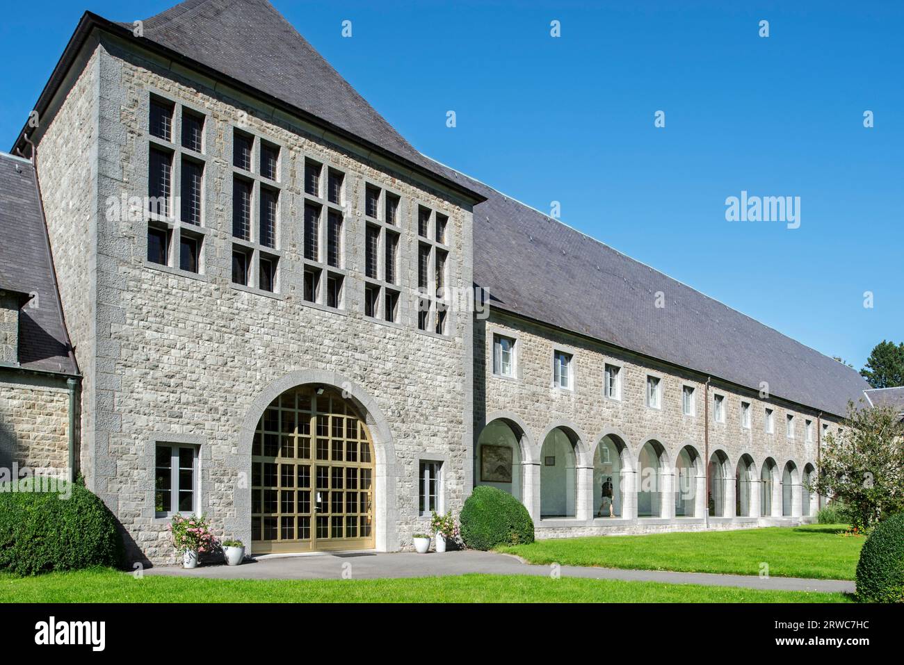 Abtei von Scourmont / Abbaye Notre-Dame de Scourmont, Trappistenkloster in Forges, berühmt für seine Chimay-Brauerei, Provinz Hennegau, Belgien Stockfoto