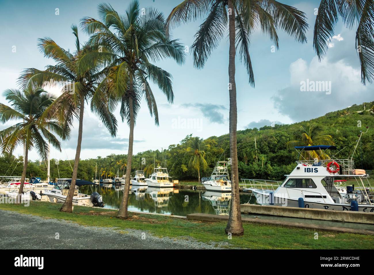 Motorboote auf Saint Croix Island, US Virgin Islands. Stockfoto